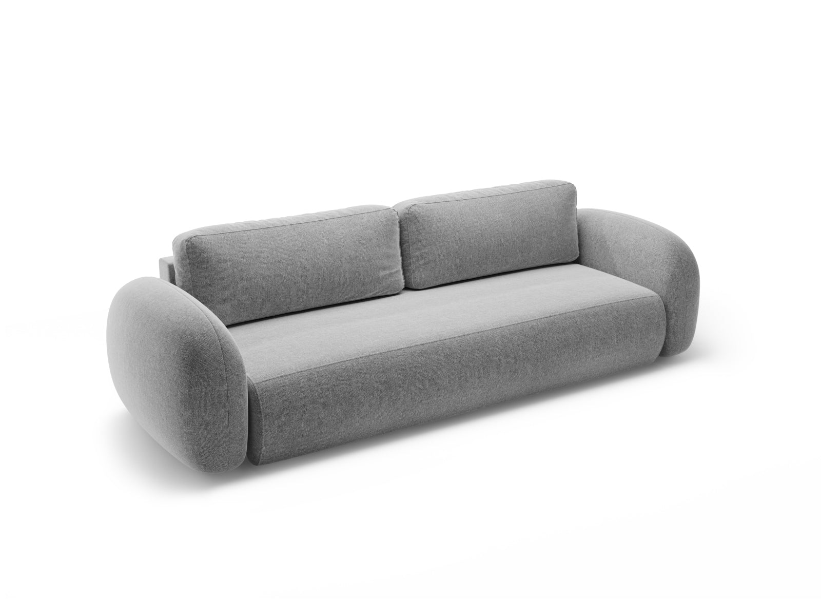 Stylisches 3-Sitzer Sofa Tonale in sanftem Grau, multifunktional mit Schlaffunktion und integriertem Stauraum für zeitgemäße Einrichtung.