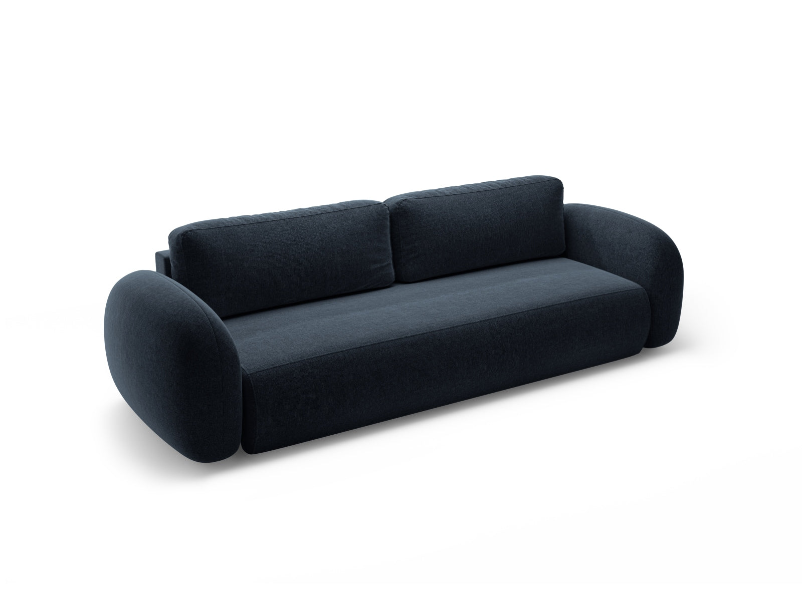 Stylisches 3-Sitzer Bettsofa Tonale in Navy Blue-Eden, bietet Schlaffunktion und praktischen Stauraum für flexibles Wohnen.