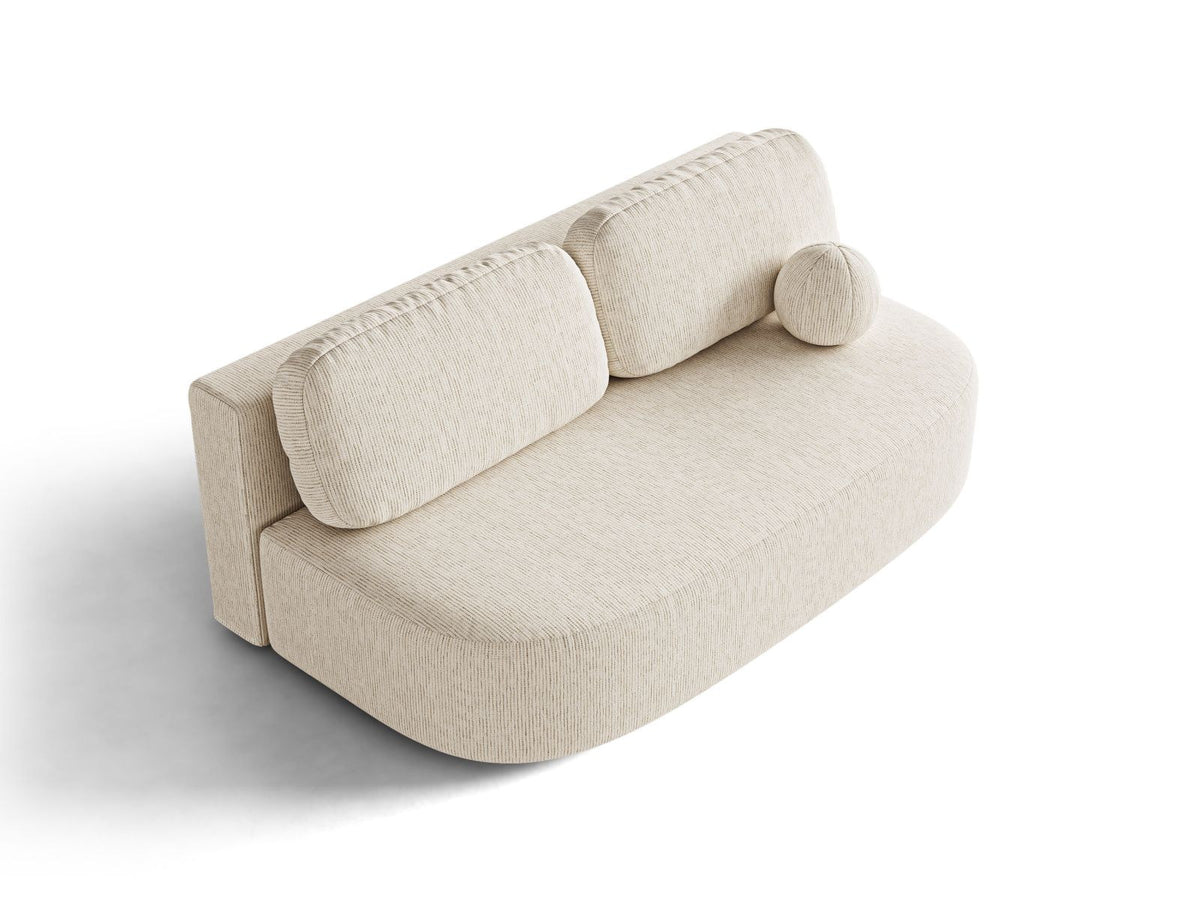 Bettsofa Sophia in Light Beige-Baltimore mit Massivholzrahmen, Stoffbezug und schwarzen Kunststoffbeinen, 3 Sitzplätze mit Bettkasten.