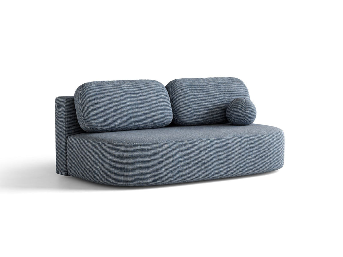 Bettsofa Sophia in Light Beige-Baltimore mit Massivholzrahmen, Stoffbezug und schwarzen Kunststoffbeinen, 3 Sitzplätze mit Bettkasten.