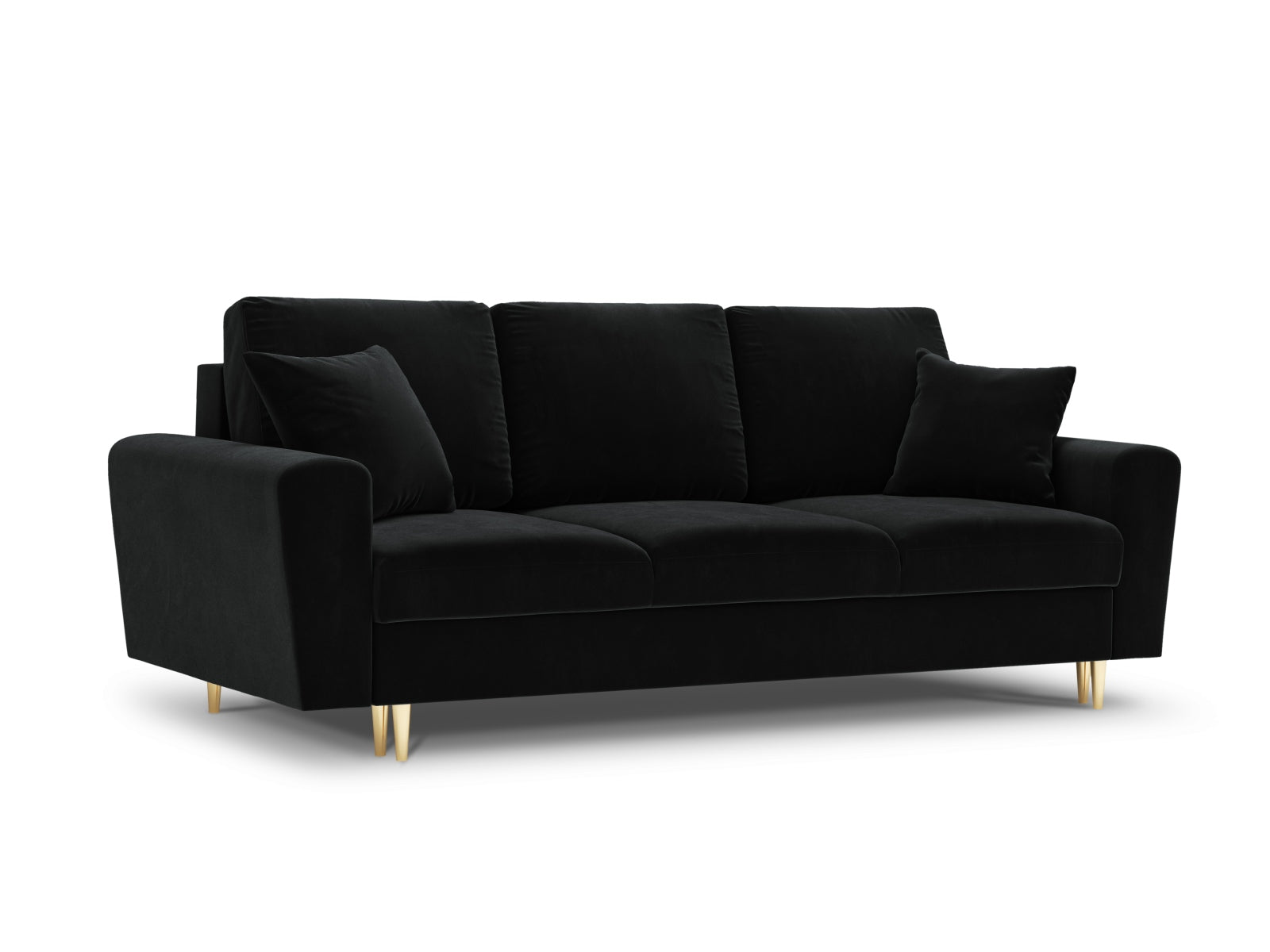 Kyoto Velour Sofa mit Schlaffunktion und Stauraumbox 3 Sitzer 100cm in Black präsentiert im Onlineshop von KAQTU Design AG. Bett ist von Cosmopolitan Design