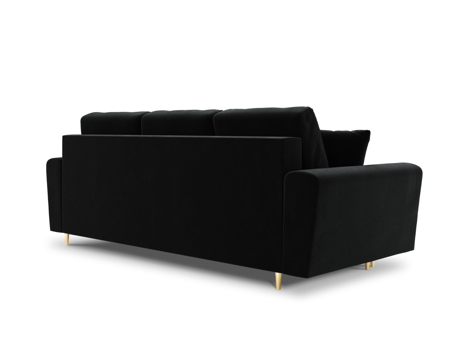Modernes 3-Sitzer Kyoto Sofa in Schwarz, vielseitig einsetzbar mit Schlaffunktion und praktischer Stauraumbox für zusätzlichen Platz.