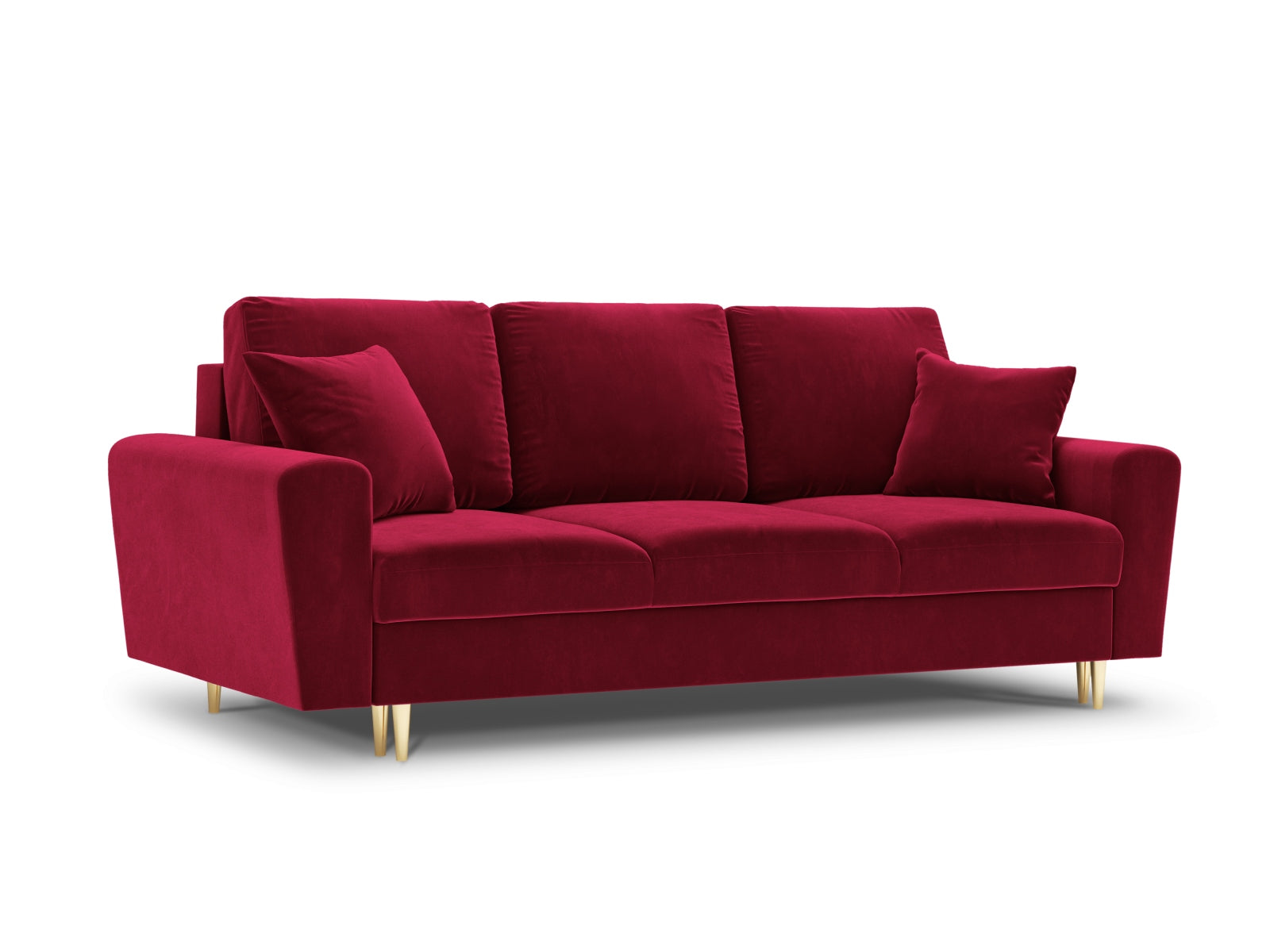 Kyoto Velour Sofa mit Schlaffunktion und Stauraumbox 3 Sitzer 100cm in Red präsentiert im Onlineshop von KAQTU Design AG. Bett ist von Cosmopolitan Design