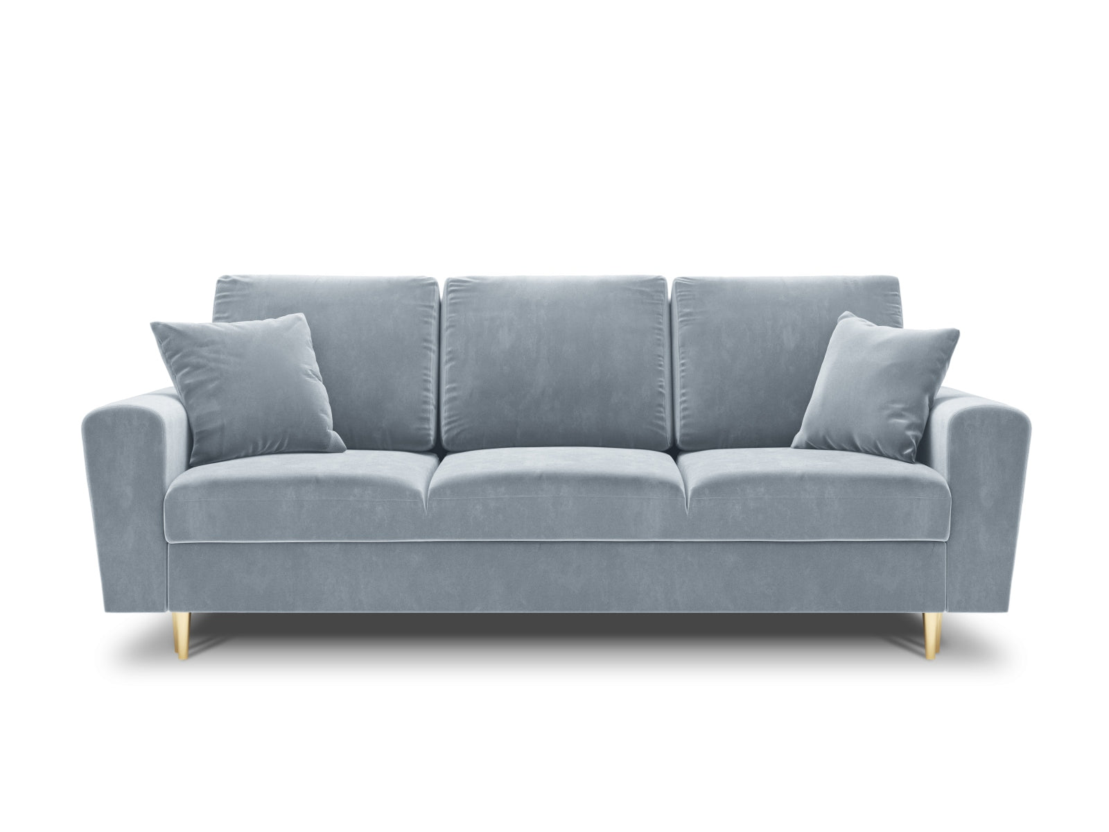 Elegantes Kyoto Sofa in Light Blue-Riviera, 3-Sitzer mit Schlaffunktion und Stauraum, ideal für stilvolle Wohnräume.
