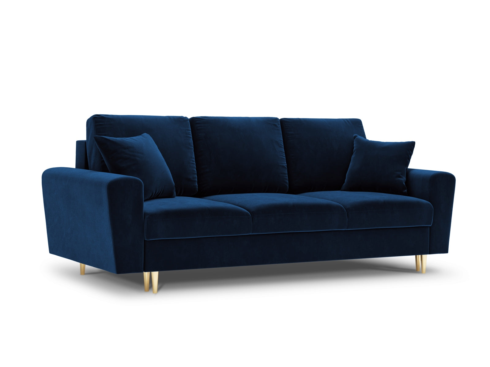 Kyoto Velour Sofa mit Schlaffunktion und Stauraumbox 3 Sitzer 100cm in Royal Blue-Riviera präsentiert im Onlineshop von KAQTU Design AG. Bettsofa ist von Cosmopolitan Design