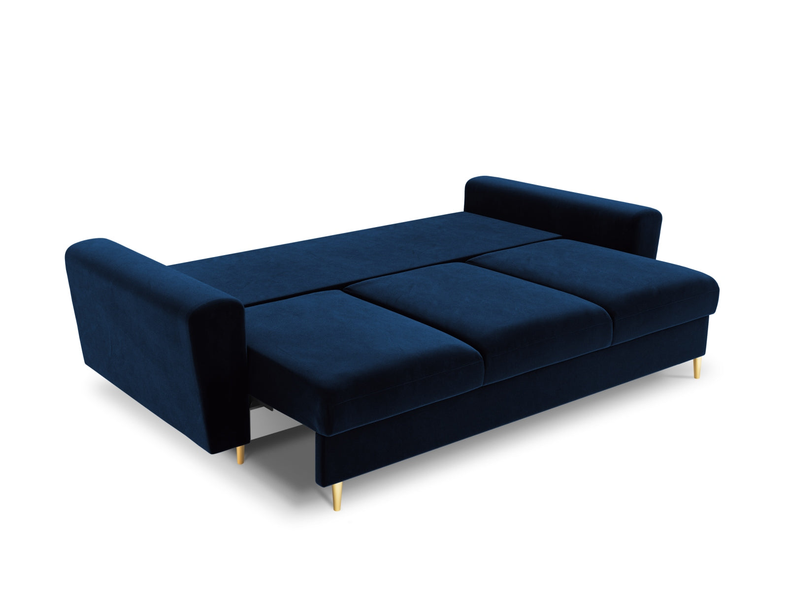 Entdecken Sie das Kyoto Velour Sofa: elegantes 3-Sitzer mit Schlaffunktion und Stauraum, ideal für stilvolle Wohnräume und spontane Übernachtungen.