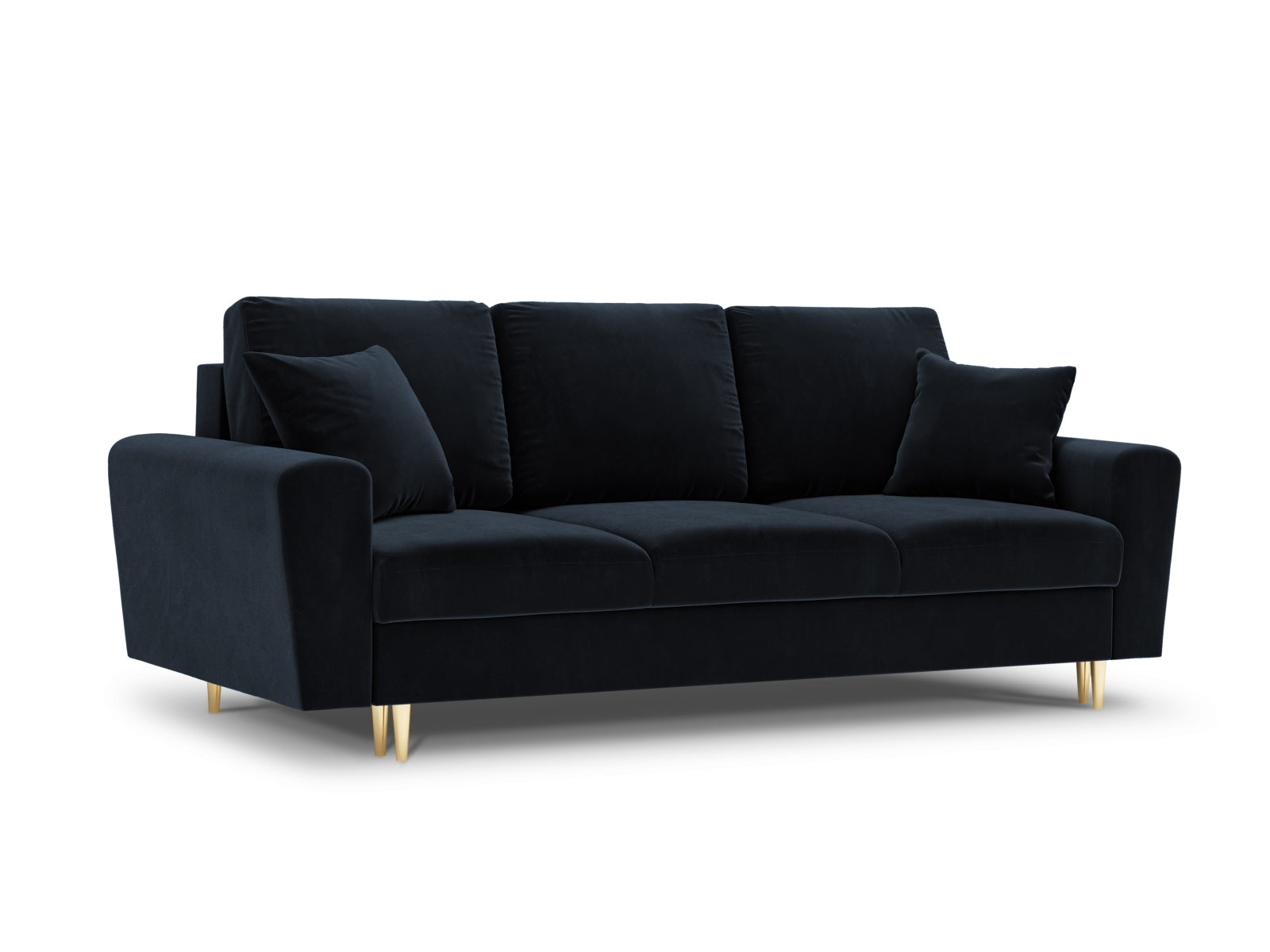 Kyoto Velour Sofa mit Schlaffunktion und Stauraumbox 3 Sitzer 100cm in Dark Blue präsentiert im Onlineshop von KAQTU Design AG. Bett ist von Cosmopolitan Design