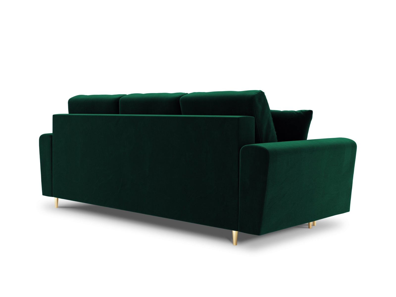 Modernes 3-Sitzer Kyoto Sofa in Flaschengrün, vielseitig mit Schlaffunktion und Stauraum, perfekt für kleine Räume und Gäste.