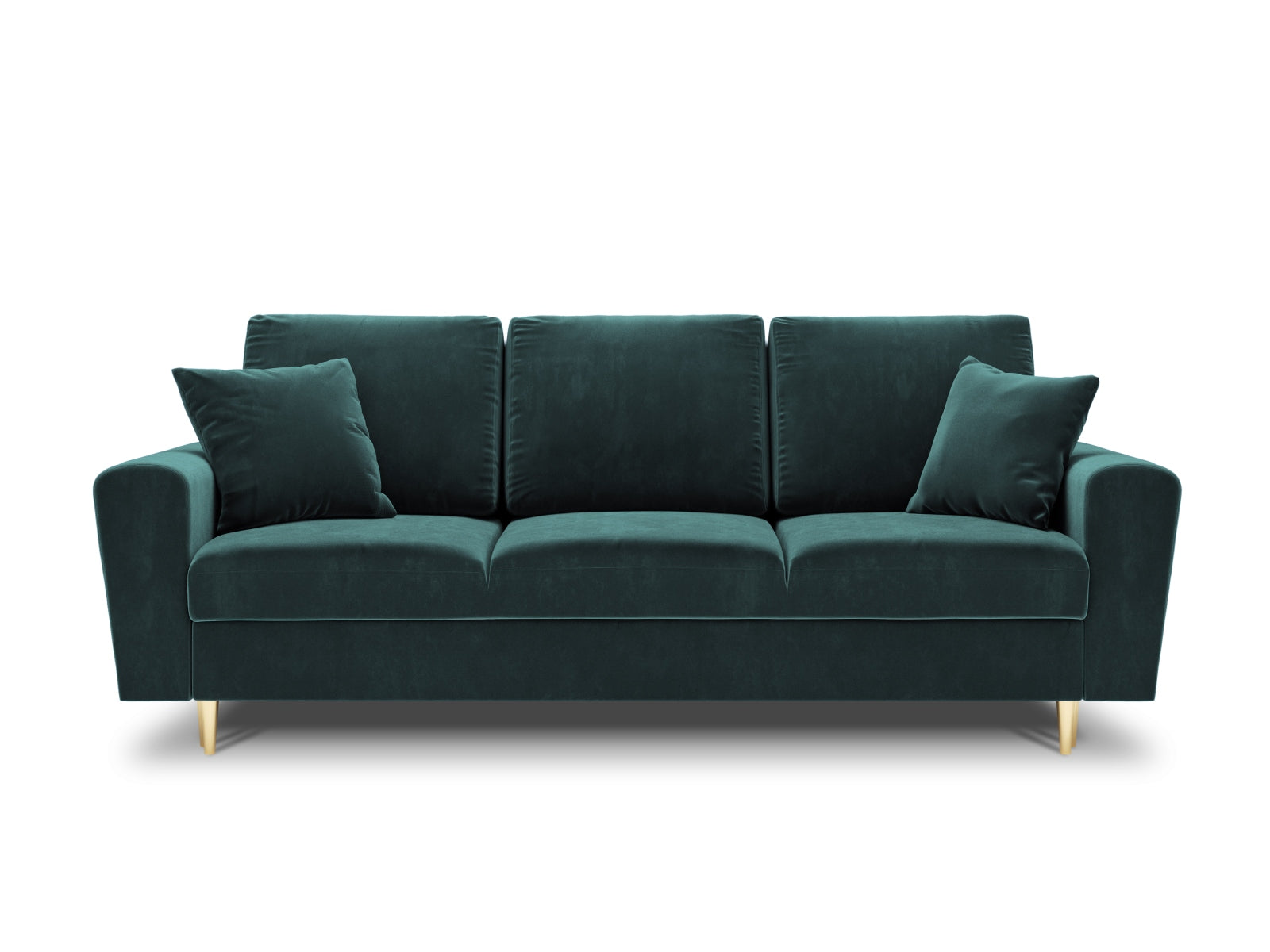 Elegantes Kyoto Sofa in Petrol-Riviera mit Schlaffunktion und Stauraum, ideal für stilvolle Wohnräume. 3-Sitzer, 100 cm breit.