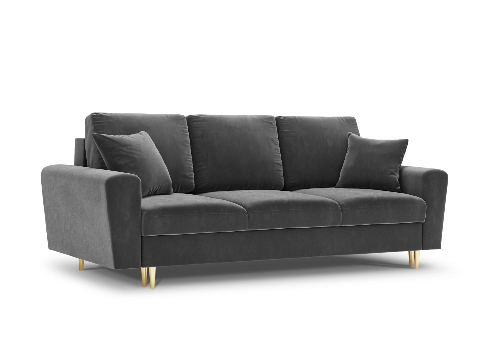 Kyoto Velour Sofa mit Schlaffunktion und Stauraumbox 3 Sitzer 100cm in Light Grey präsentiert im Onlineshop von KAQTU Design AG. Bett ist von Cosmopolitan Design