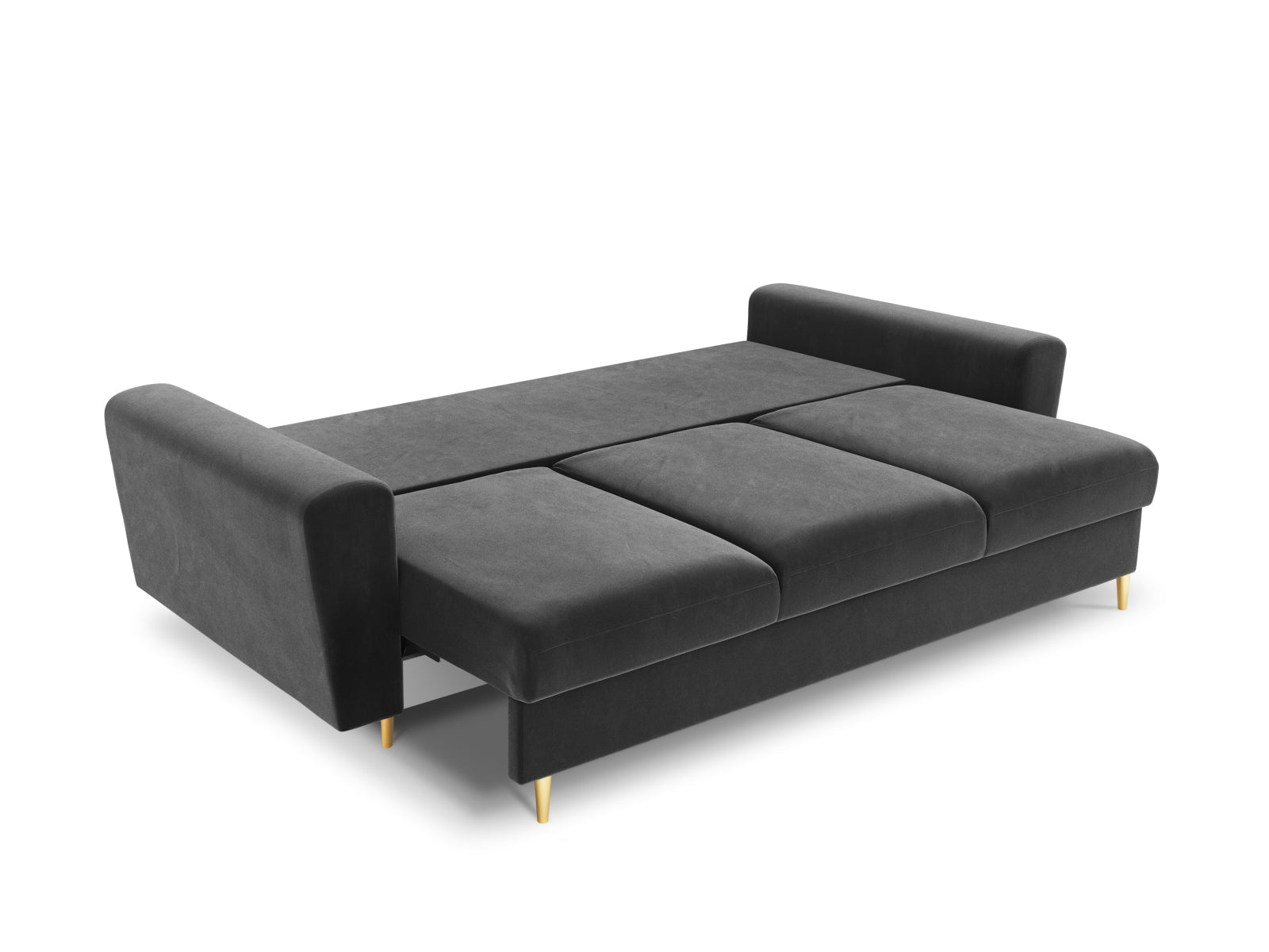 Entdecken Sie das Kyoto Velour Sofa: eleganter 3-Sitzer mit Schlaffunktion und Stauraum, ideal für stilvolle und funktionale Wohnräume.
