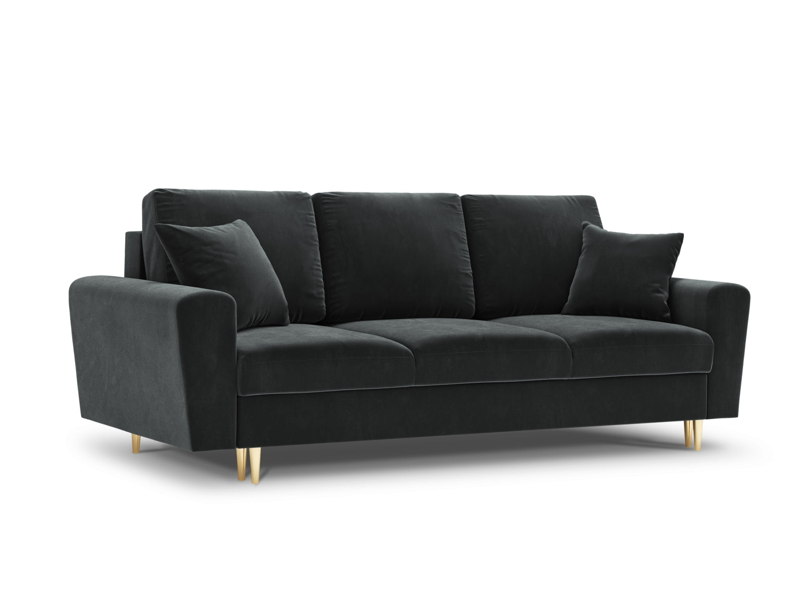 Kyoto Velour Sofa mit Schlaffunktion und Stauraumbox 3 Sitzer 100cm in Dark Grey präsentiert im Onlineshop von KAQTU Design AG. Bett ist von Cosmopolitan Design
