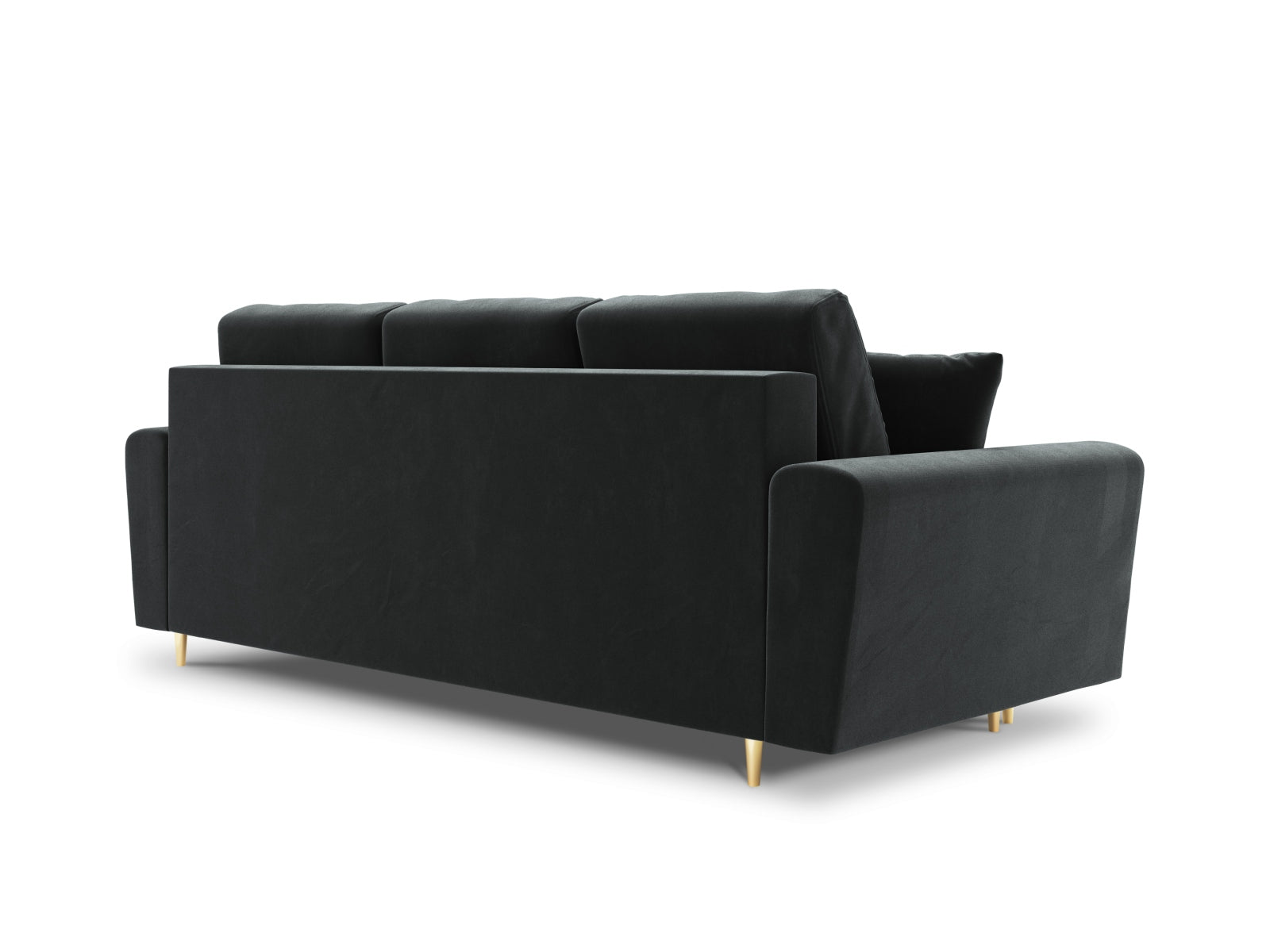 Stylisches Kyoto Bettsofa in Dunkelgrau, 3-Sitzer mit praktischer Schlaffunktion und Stauraum, perfekt für kleine Räume.