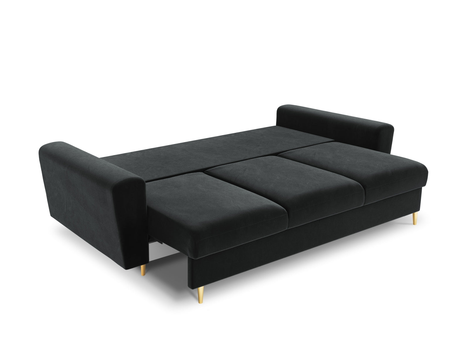 Entdecken Sie das Kyoto Velour Sofa: eleganter 3-Sitzer mit praktischer Schlaffunktion und Stauraumbox für Ihr modernes Zuhause.