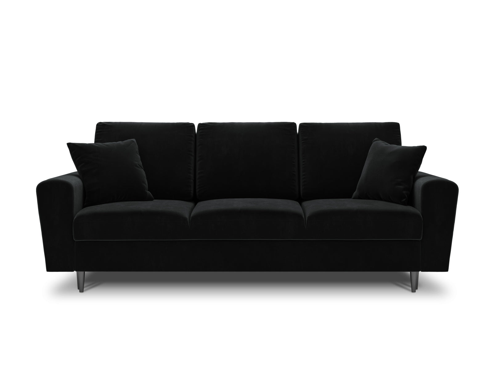 Modernes Kyoto Bettsofa in Schwarz, 3-Sitzer mit praktischer Schlaffunktion und Stauraum, perfekt für vielseitige Wohnkonzepte.