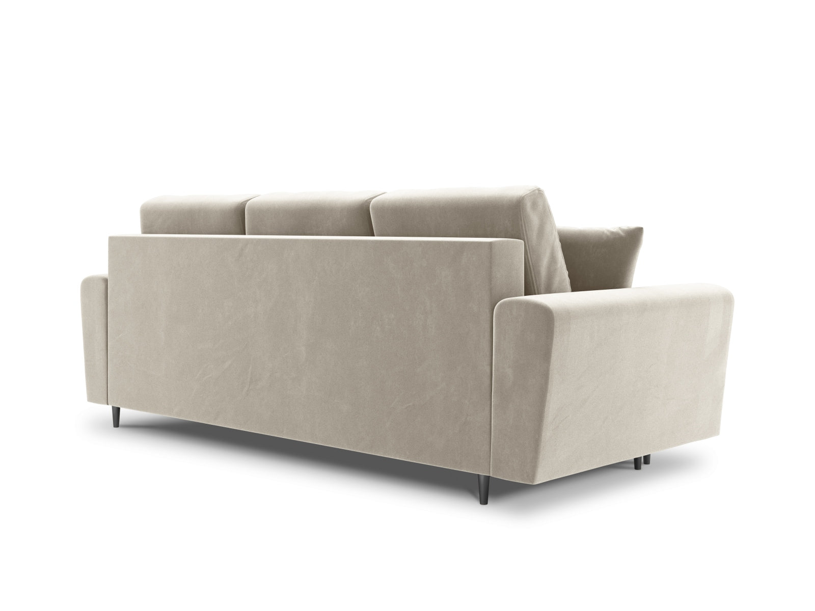 Elegantes 3-Sitzer Kyoto Sofa in sanftem Beige, ausgestattet mit Schlaffunktion und Stauraum, ideal für stilvolle und funktionale Wohnräume.