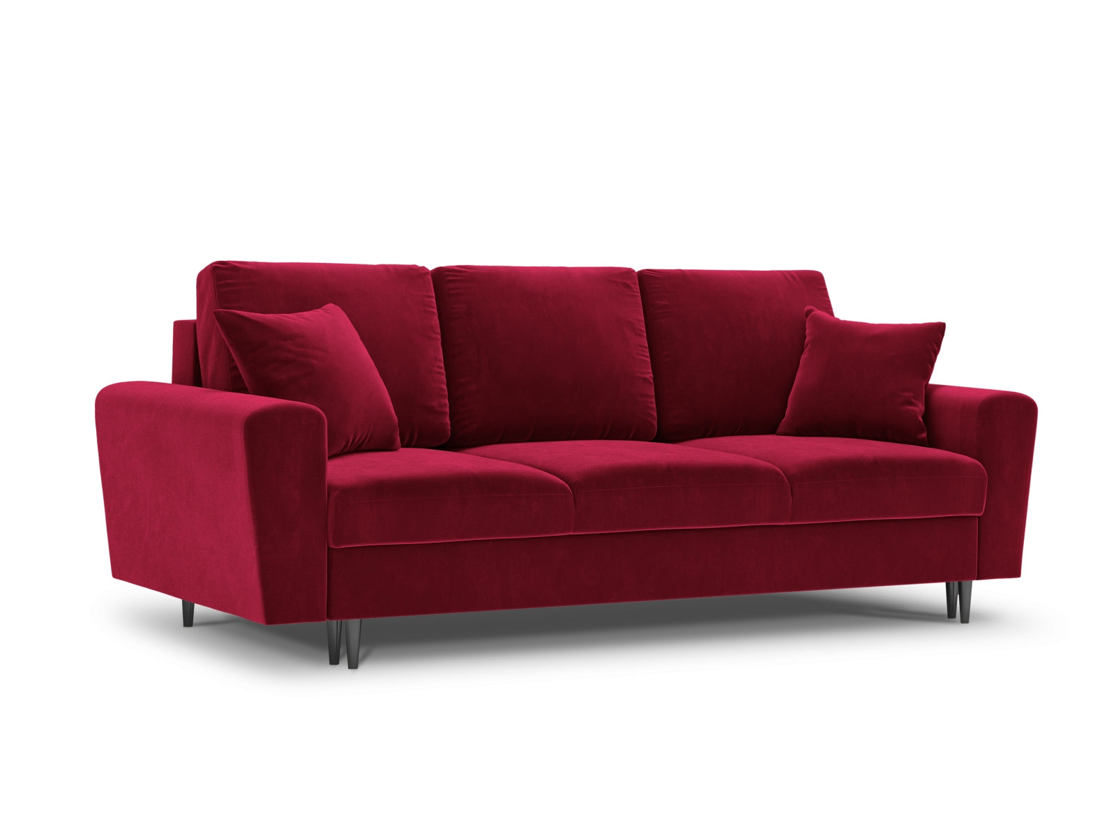 Kyoto Velour Sofa mit Schlaffunktion und Stauraumbox 3 Sitzer 100cm in Red präsentiert im Onlineshop von KAQTU Design AG. Bett ist von Cosmopolitan Design