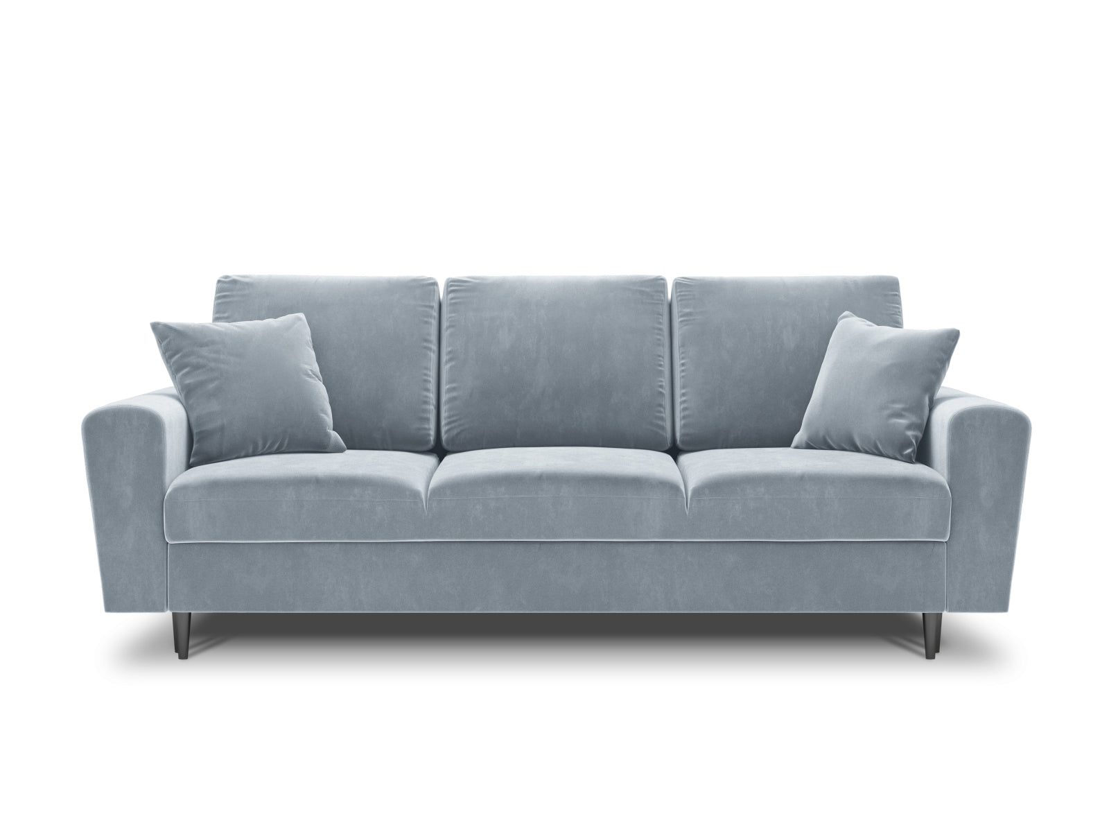 Modernes Kyoto Sofa in zartem Blau, 3-Sitzer mit praktischer Schlaffunktion und Stauraum, perfekt für vielseitige Wohnkonzepte.