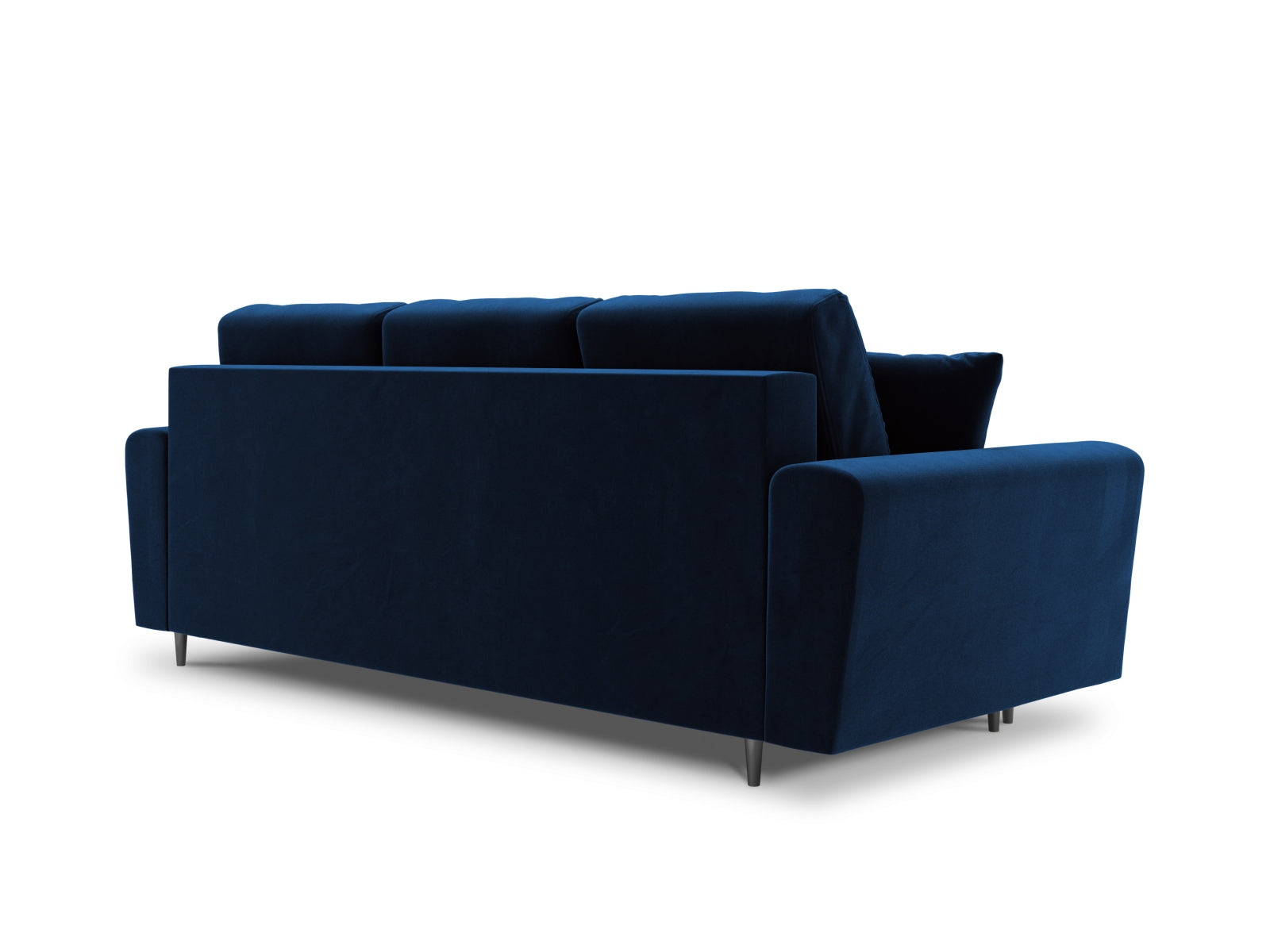 Stylisches Kyoto Sofa in edlem Blau, 3-Sitzer mit cleverer Schlaffunktion und Stauraum, ideal für modernes Wohnen und Gästeübernachtungen.