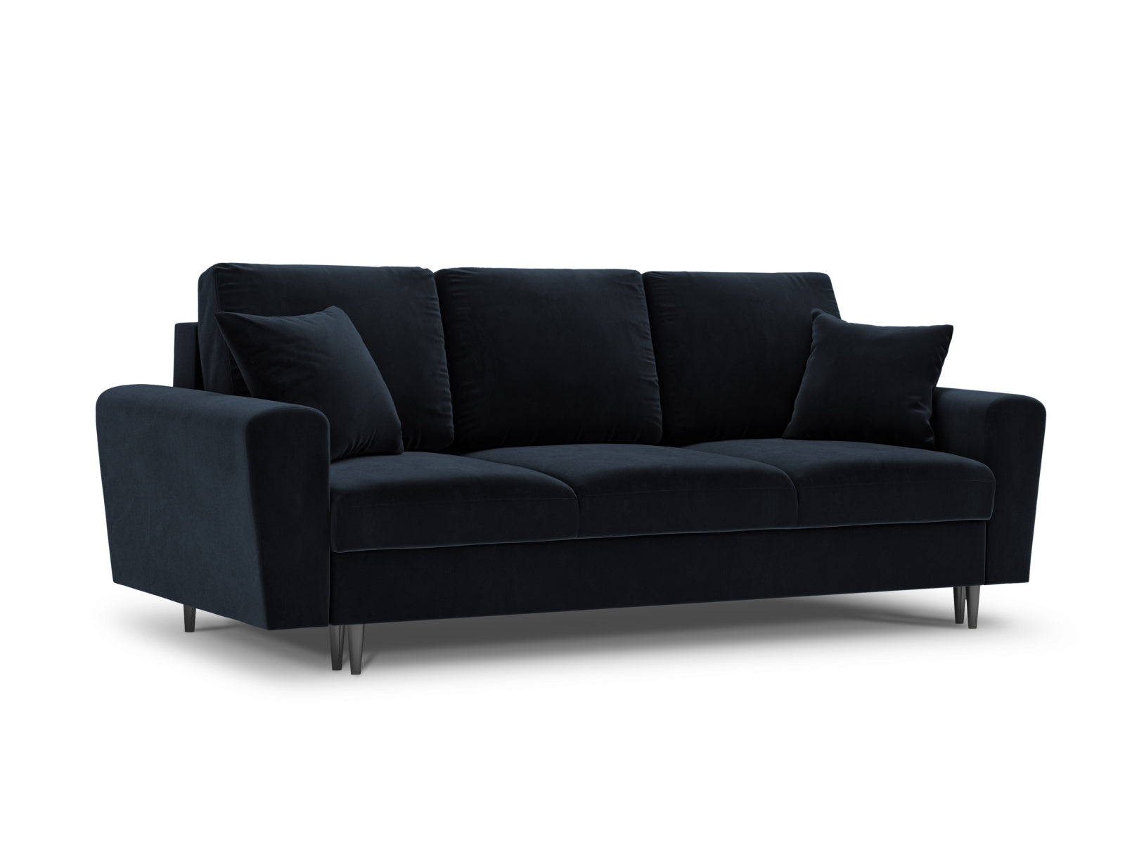 Stylisches Kyoto Sofa in elegantem Blau, 3-Sitzer mit cleverer Schlaffunktion und Stauraum, ideal für kleine Räume und Gäste.