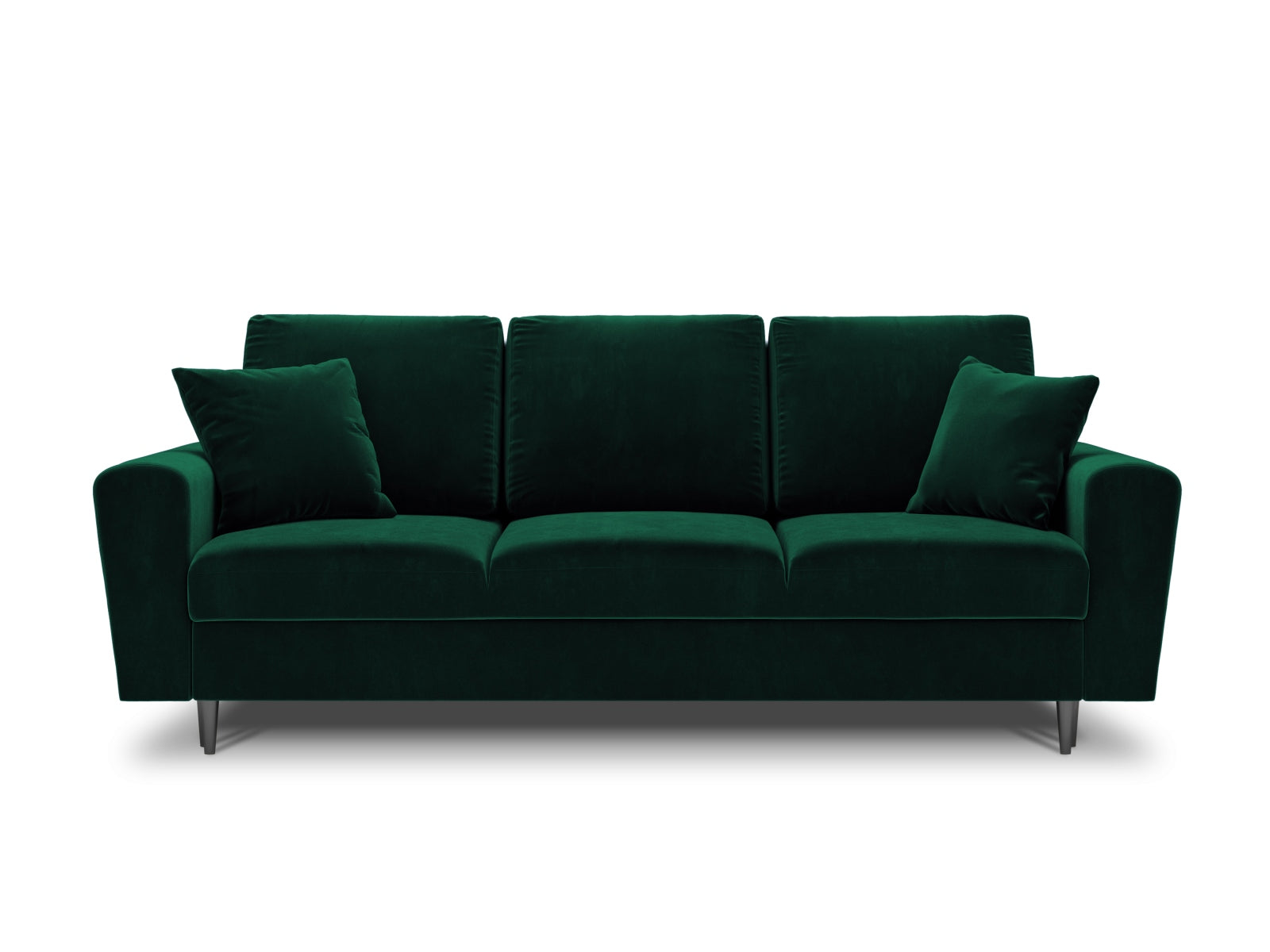 Stylisches Kyoto Bettsofa in tiefem Grün, 3-Sitzer mit integrierter Schlaffunktion und Stauraum, perfekt für platzsparendes Wohnen.
