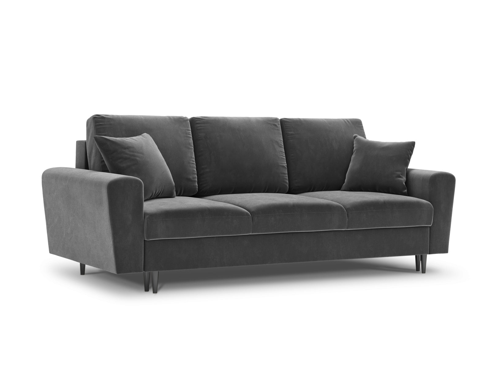 Elegantes Kyoto Sofa in modernem Grau, 3-Sitzer mit cleverer Schlaffunktion und Stauraum, ideal für jedes Wohnzimmer.