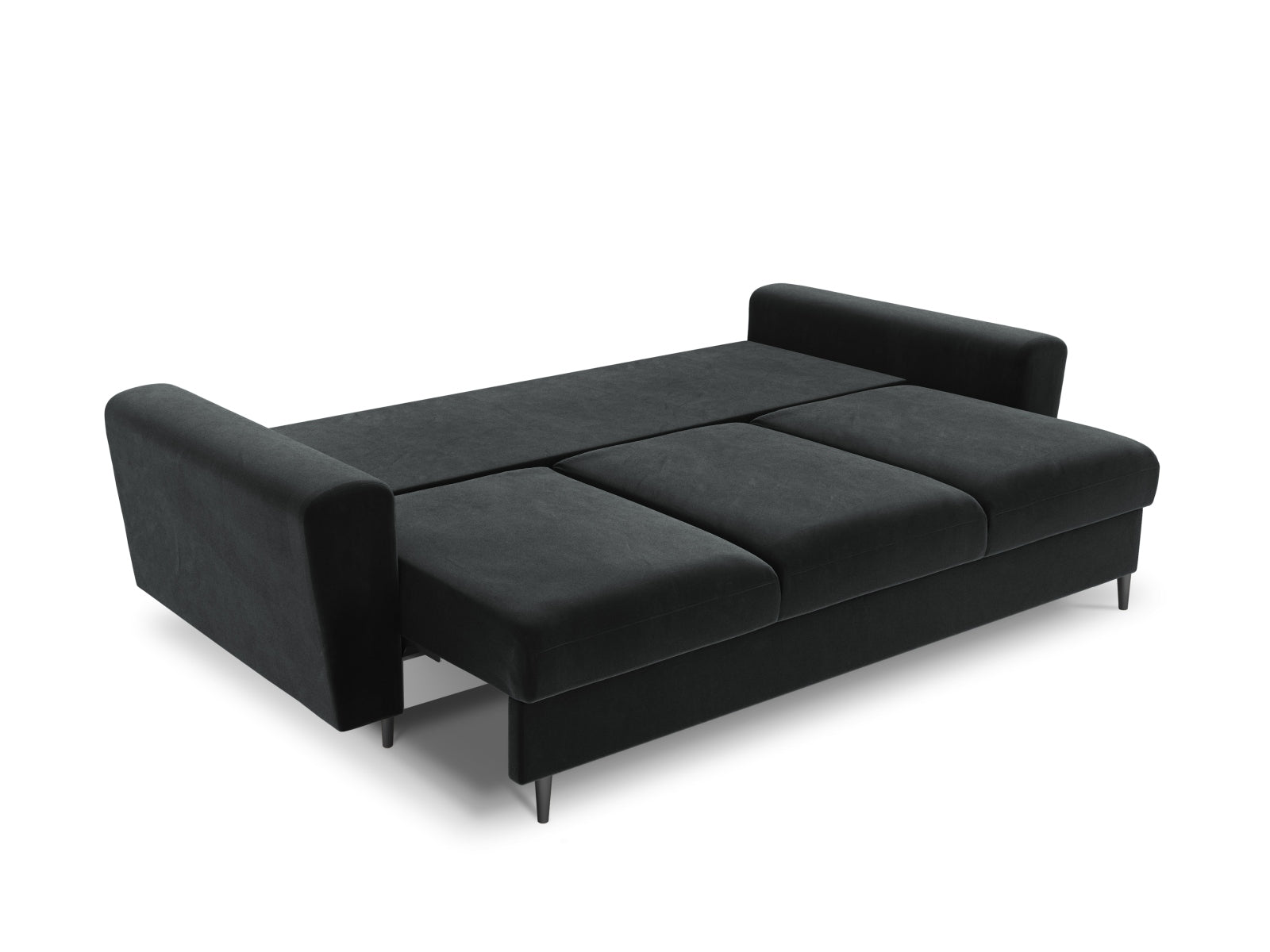 Modernes Kyoto Sofa in Dunkelgrau, 3-Sitzer mit praktischer Schlaffunktion und Stauraum, perfekt für kleine Räume und gemütliche Abende.