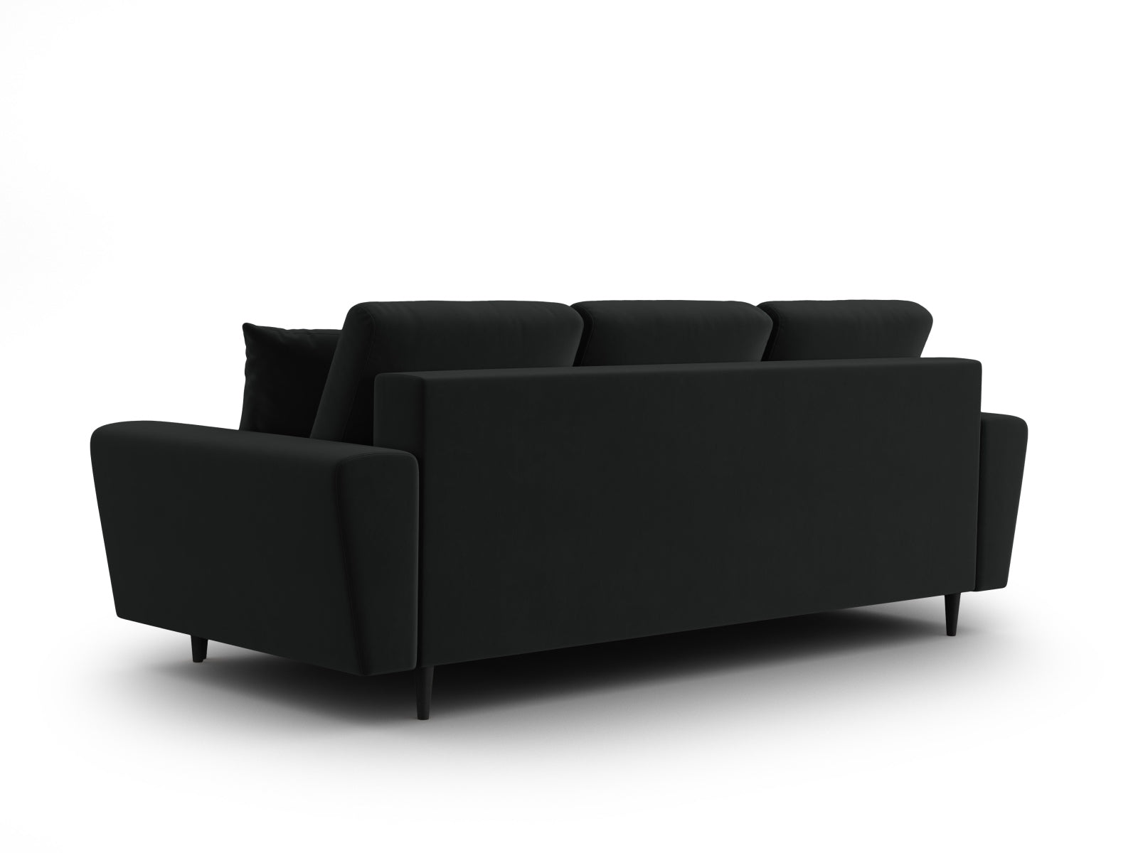 Modernes Kyoto Sofa in Schwarz, 3-Sitzer mit praktischer Schlaffunktion und Stauraum, ideal für kleine Räume und vielseitige Nutzung.