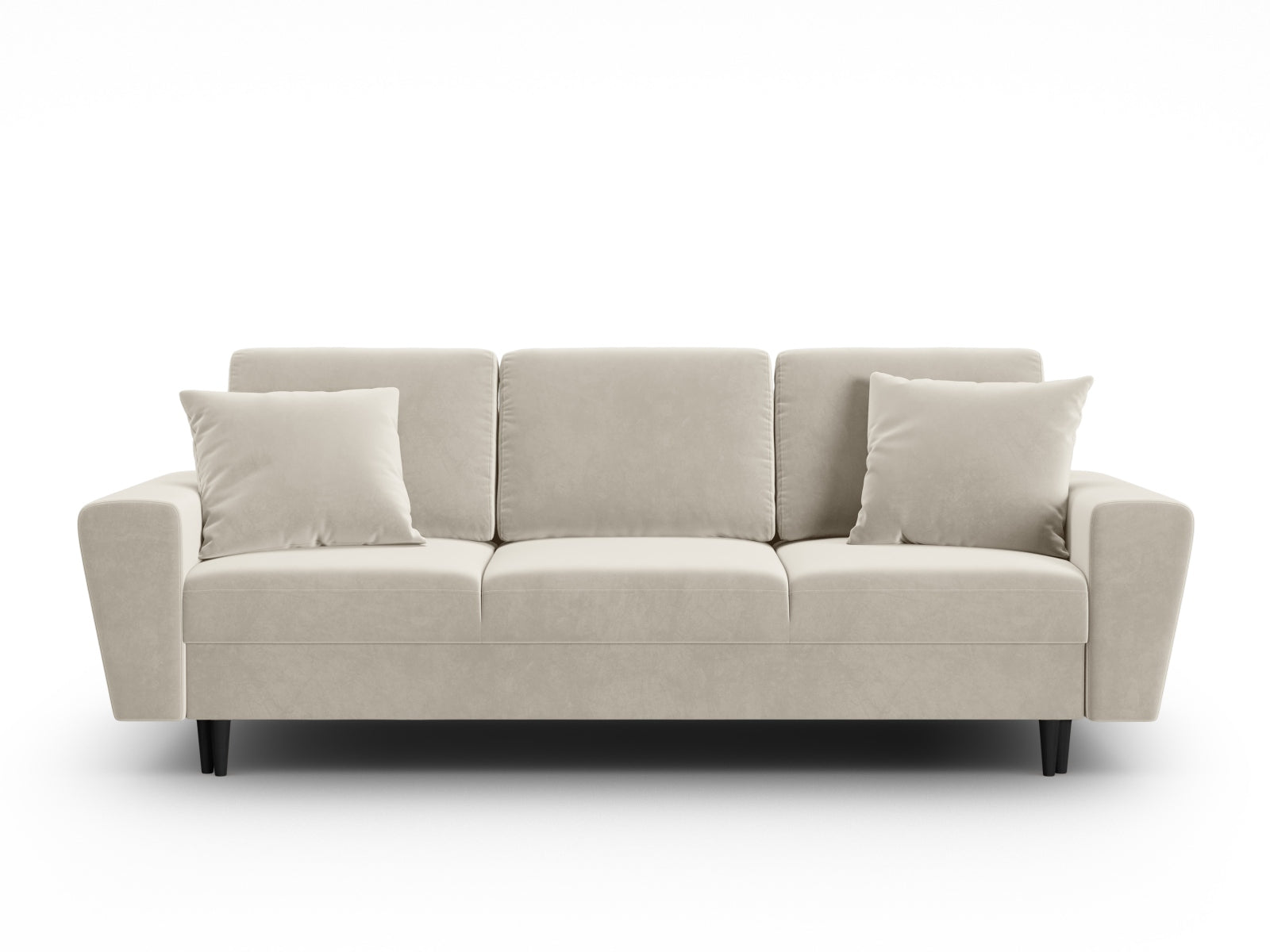 Modernes Kyoto Sofa in hellem Beige, 3-Sitzer mit praktischer Schlaffunktion und integriertem Stauraum, perfekt für vielseitige Wohnkonzepte.