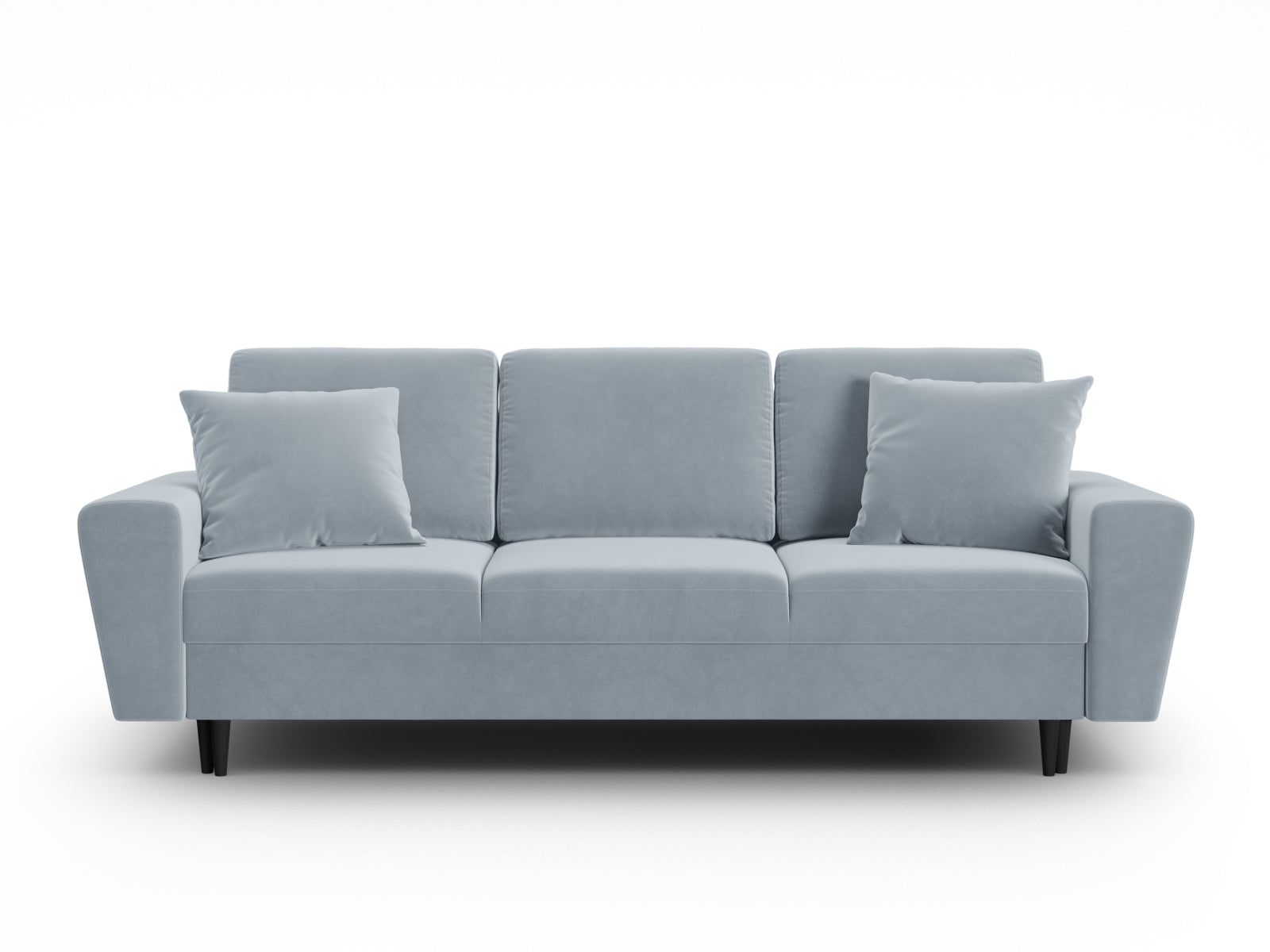 Stylisches Kyoto Sofa in zartem Blau, 3-Sitzer mit praktischer Schlaffunktion und Stauraum, perfekt für moderne Wohnkonzepte.