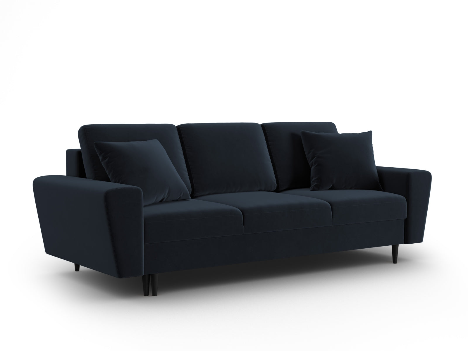 Elegantes Kyoto Sofa in stilvollem Blau, 3-Sitzer mit cleverer Schlaffunktion und Stauraum für optimale Raumnutzung.