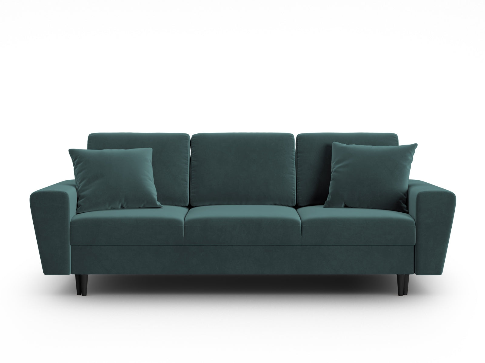 Kyoto Velour Sofa mit Schlaffunktion und Stauraumbox 3 Sitzer 100cm in Petrol präsentiert im Onlineshop von KAQTU Design AG. Bett ist von Cosmopolitan Design