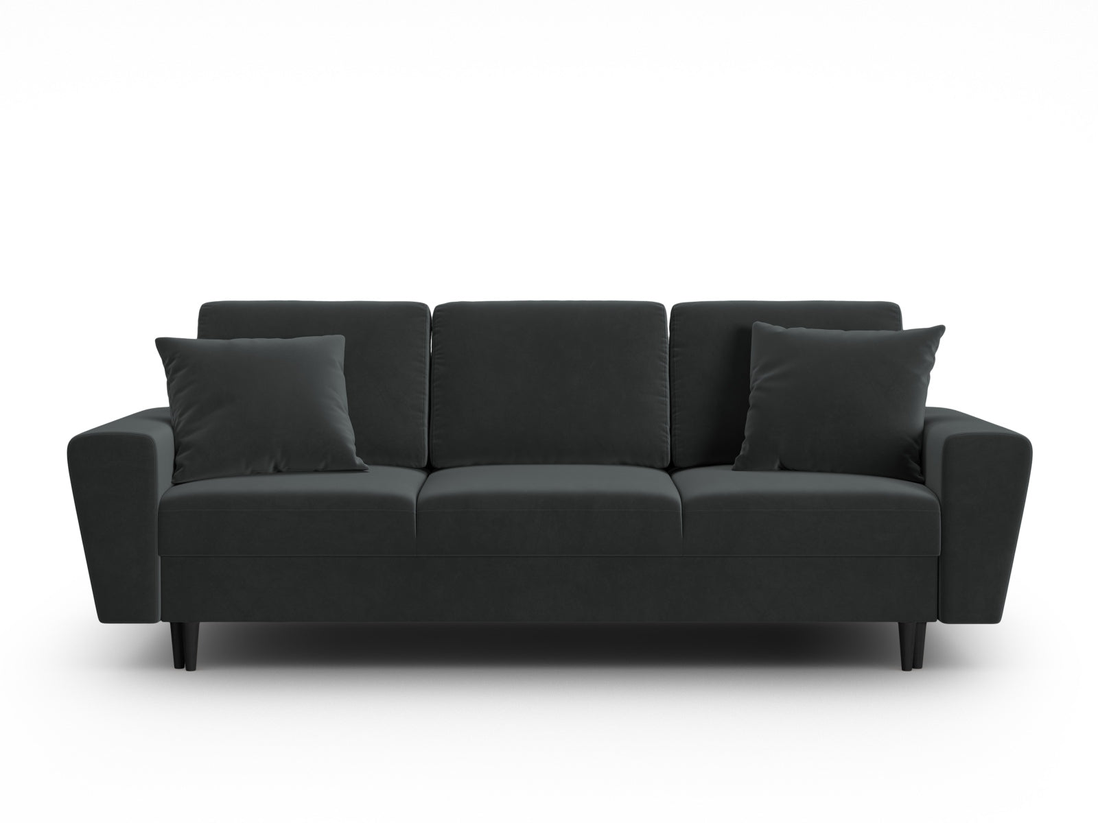 Elegantes Kyoto Sofa in Dunkelgrau, 3-Sitzer mit praktischer Schlaffunktion und Stauraum, perfekt für moderne Wohnräume.