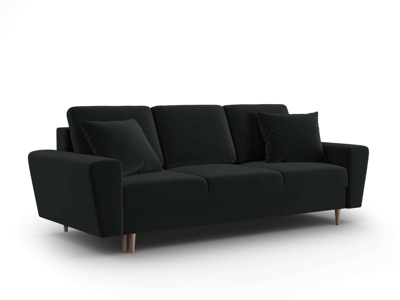 Entdecken Sie das elegante Kyoto Velour Sofa mit Schlaffunktion und Stauraum. Ideal für stilvolle Wohnräume und spontane Übernachtungen.