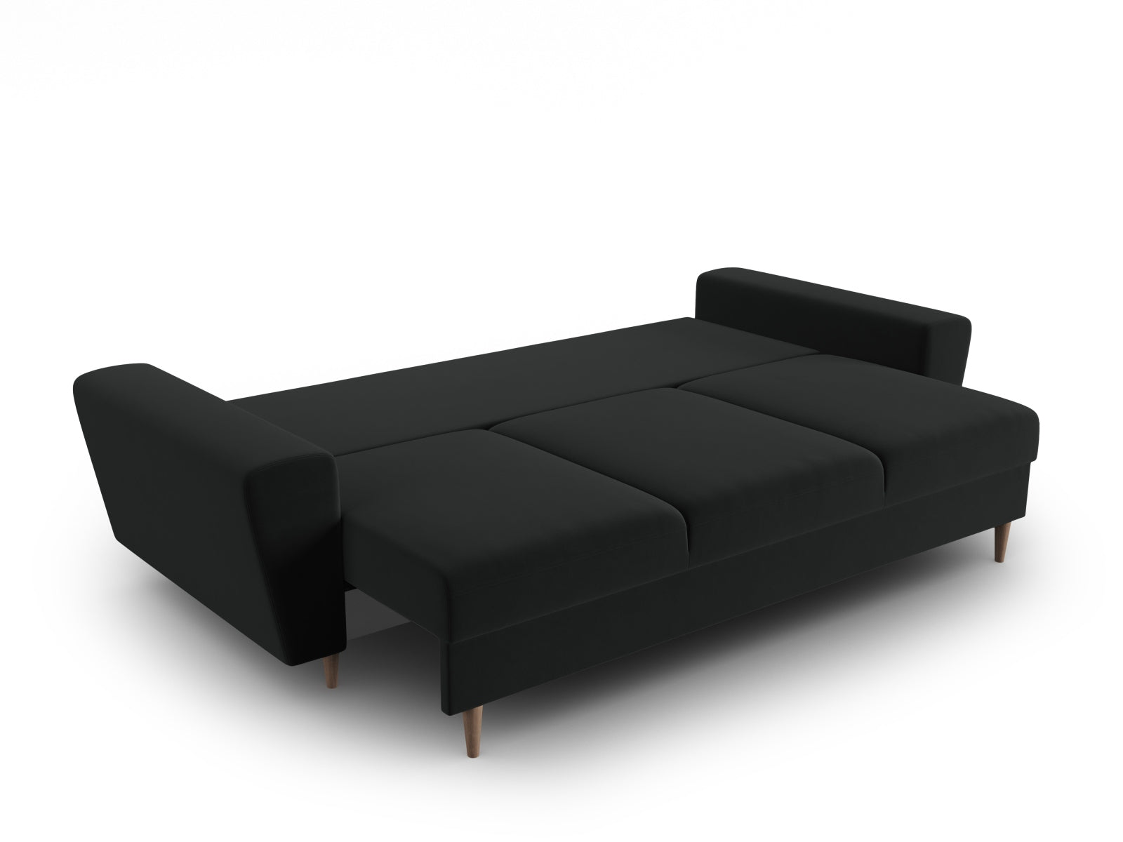 Stylisches Kyoto Sofa in elegantem Schwarz, 3-Sitzer mit cleverer Schlaffunktion und integriertem Stauraum, perfekt für vielseitige Wohnräume.