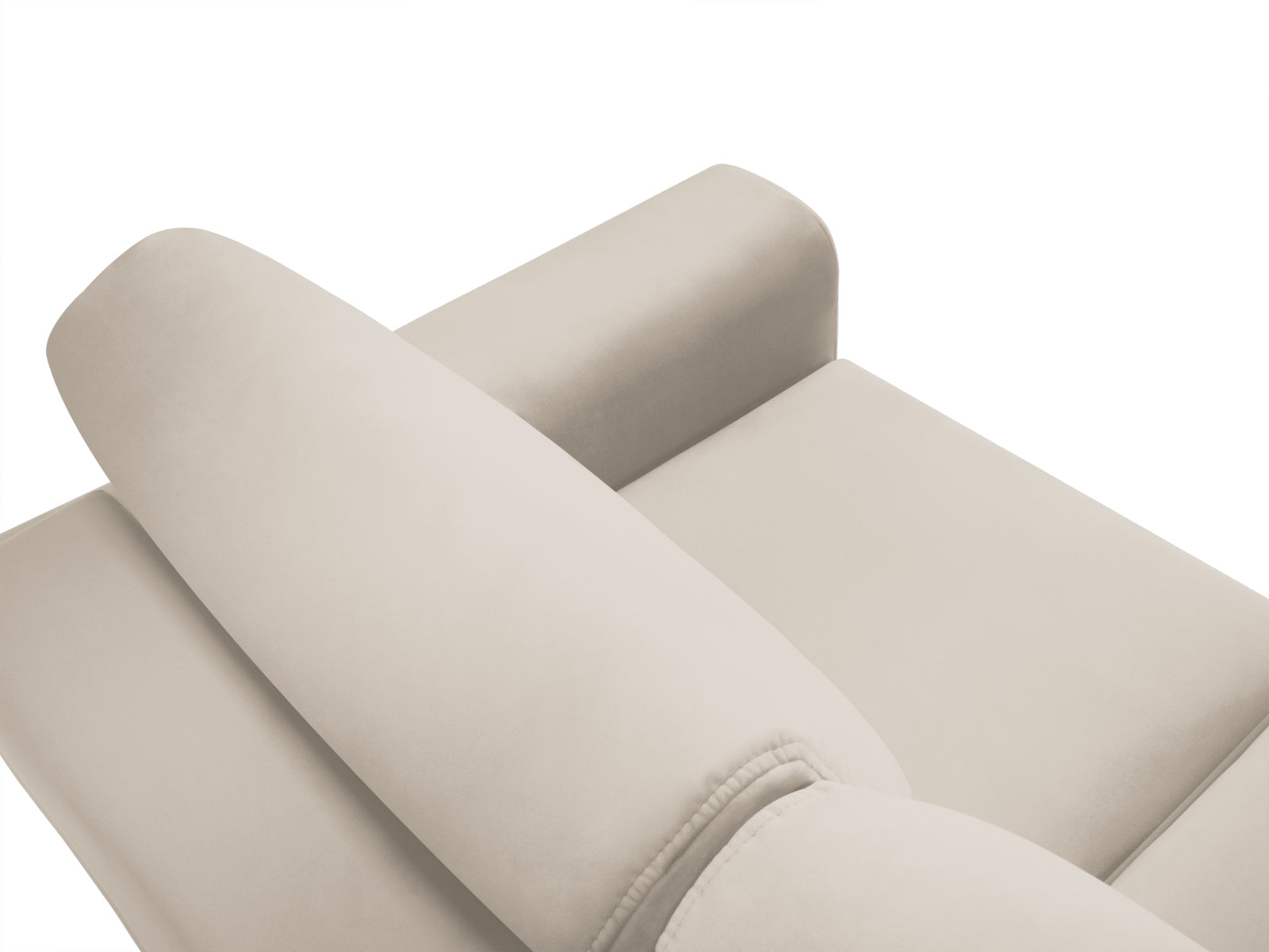 Elegantes 3-Sitzer Kyoto Sofa in hellem Beige, ausgestattet mit Schlaffunktion und praktischem Stauraum, perfekt für stilvolle Wohnkonzepte.