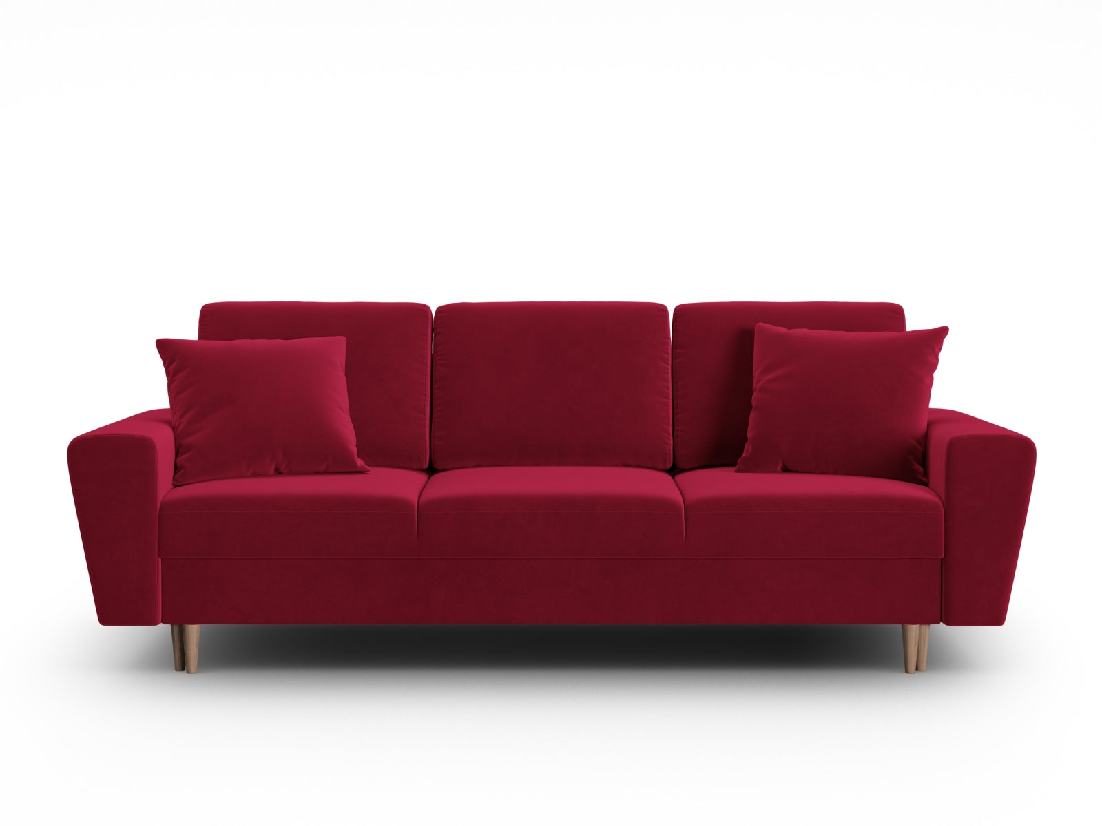 Kyoto Velour Sofa mit Schlaffunktion und Stauraumbox 3 Sitzer 100cm in Red präsentiert im Onlineshop von KAQTU Design AG. Bett ist von Cosmopolitan Design