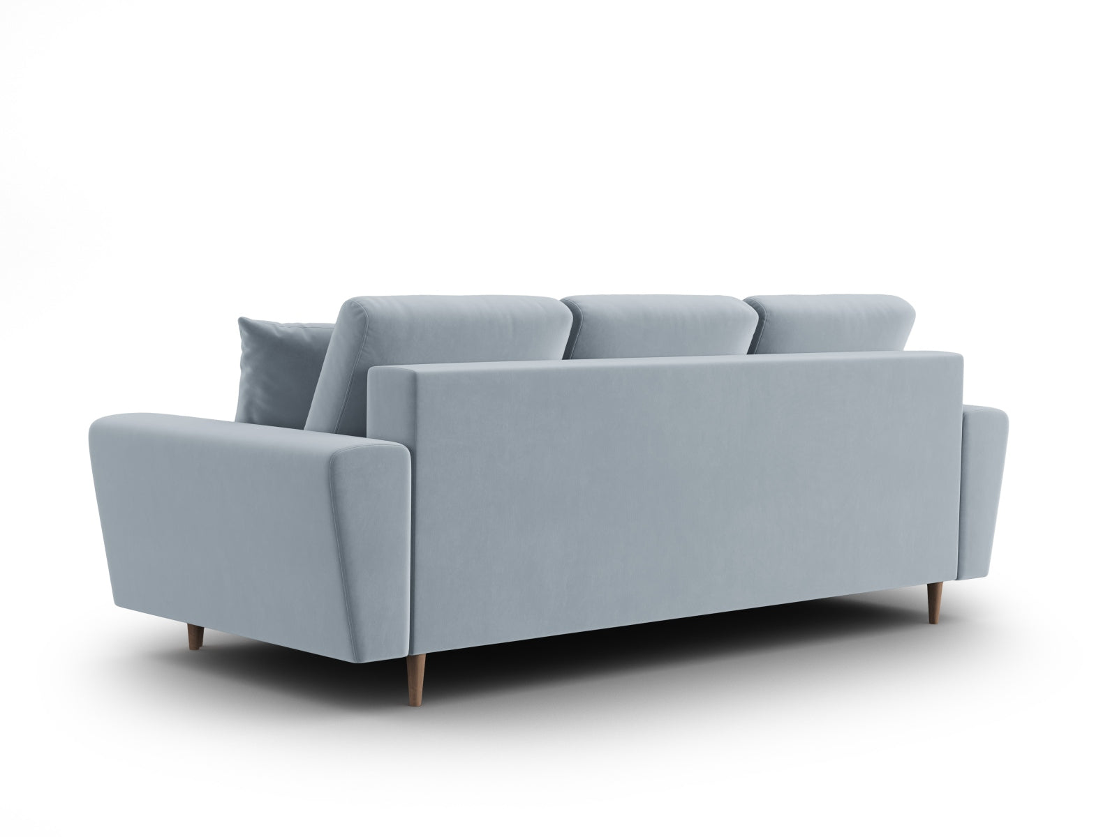 Modernes Kyoto Sofa in zartem Blau, 3-Sitzer mit praktischer Schlaffunktion und Stauraum, perfekt für vielseitige Wohnkonzepte.