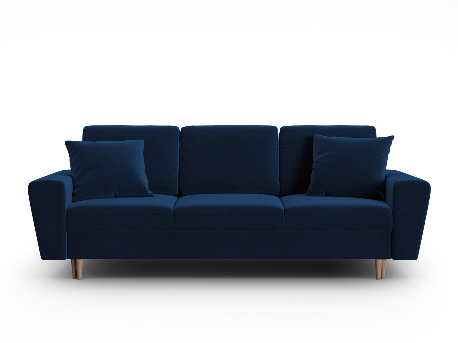 Elegantes Kyoto Sofa in tiefem Blau, 3-Sitzer mit praktischer Schlaffunktion und Stauraum, perfekt für stilvolle Wohnräume.