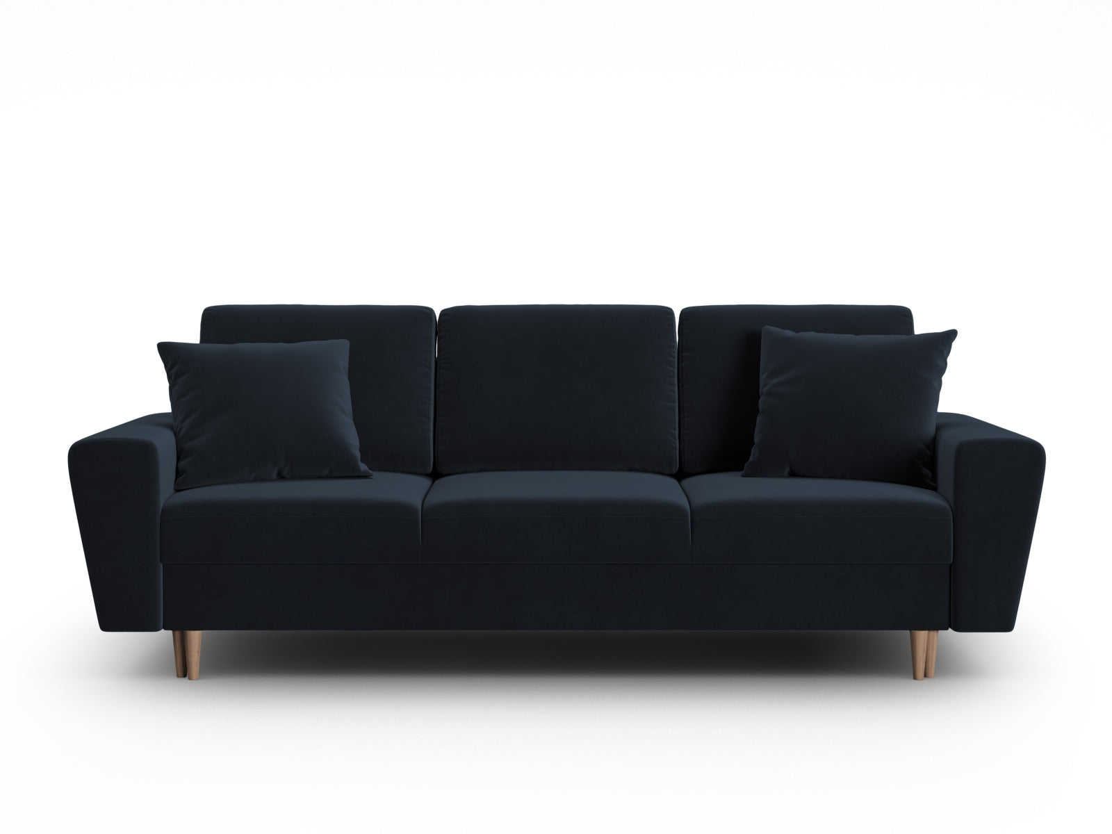 Kyoto Velour Sofa mit Schlaffunktion und Stauraumbox 3 Sitzer 100cm in Dark Blue präsentiert im Onlineshop von KAQTU Design AG. Bett ist von Cosmopolitan Design