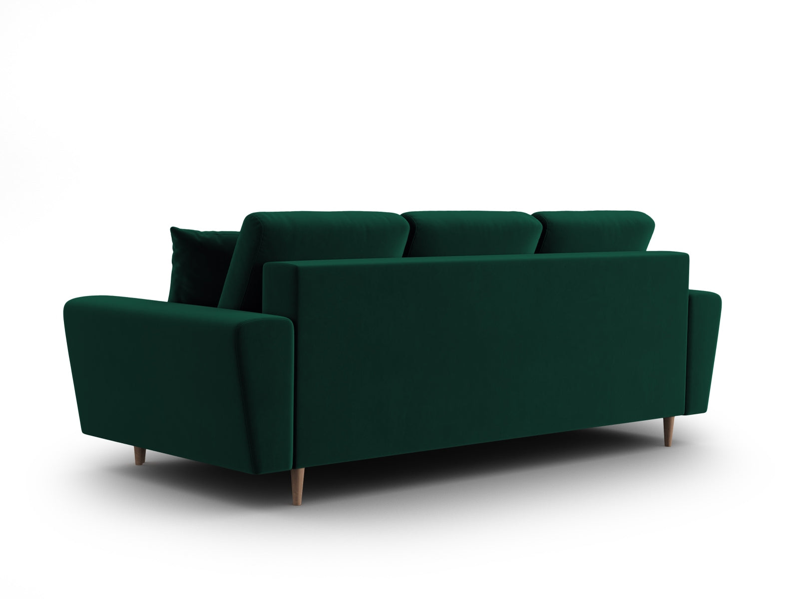 Stylisches Kyoto Sofa in tiefem Grün, 3-Sitzer mit integrierter Schlaffunktion und Stauraum, perfekt für moderne Wohnräume.
