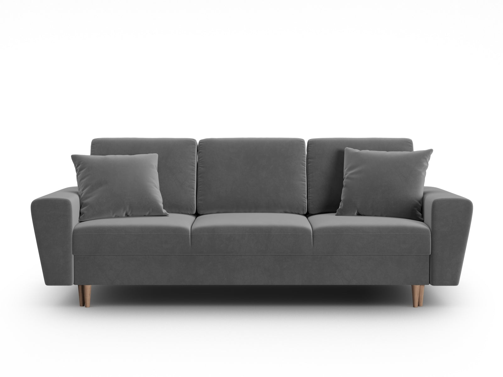 Stylisches Kyoto Bettsofa in Grau, 3-Sitzer mit praktischer Schlaffunktion und integriertem Stauraum, perfekt für vielseitige Wohnkonzepte.