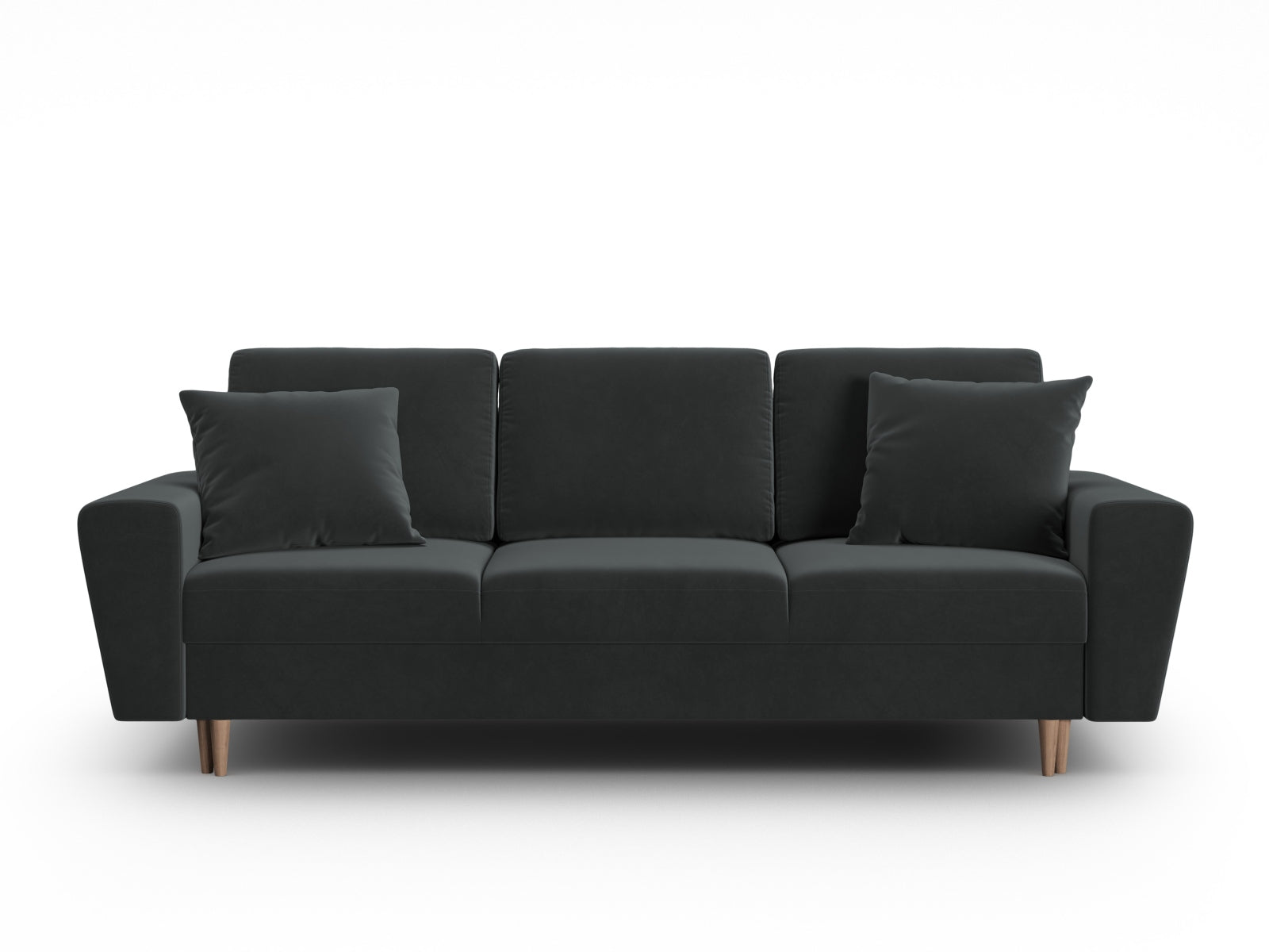 Kyoto Velour Sofa mit Schlaffunktion und Stauraumbox 3 Sitzer 100cm in Dark Grey präsentiert im Onlineshop von KAQTU Design AG. Bett ist von Cosmopolitan Design