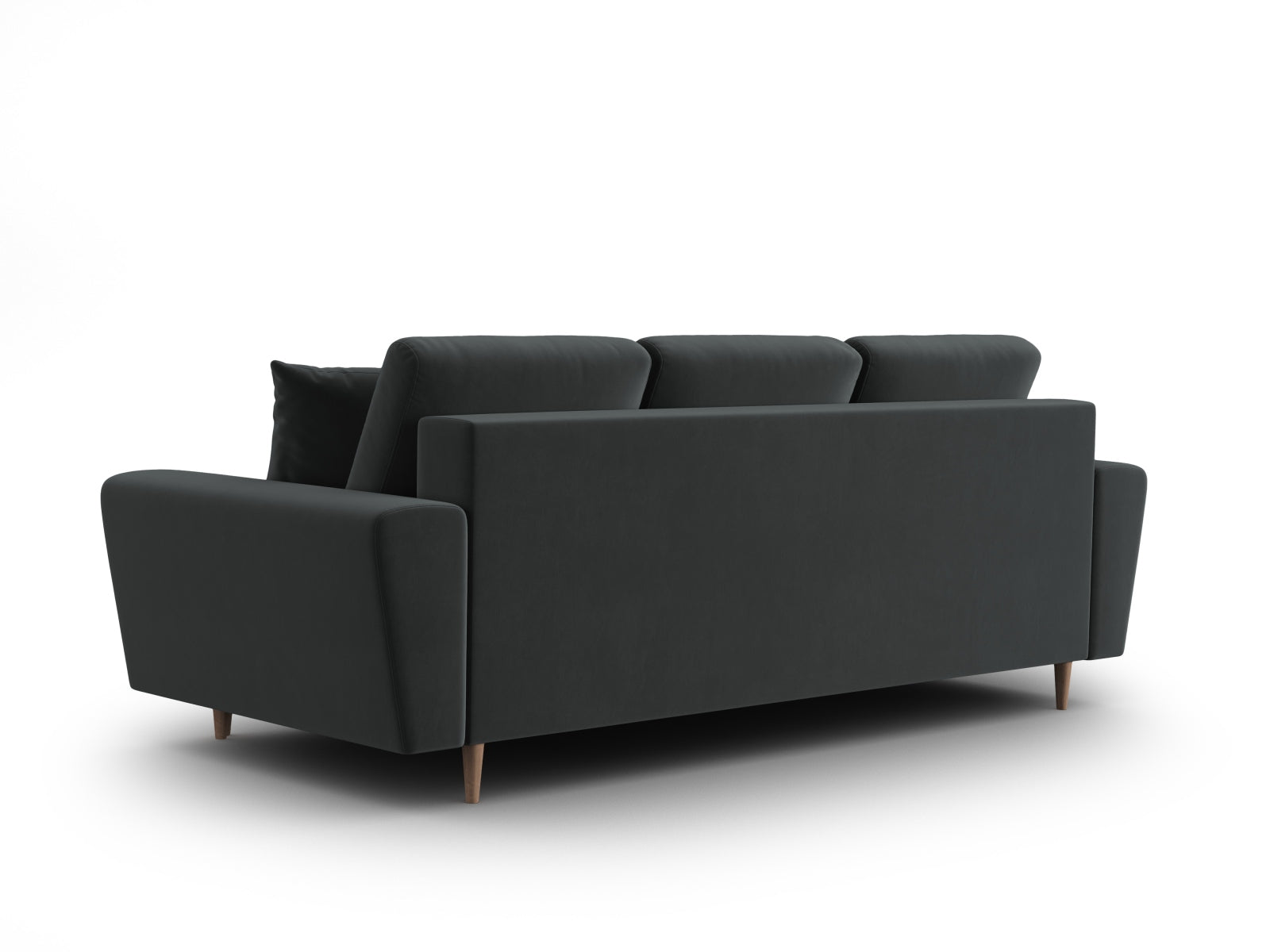 Elegantes Kyoto Sofa in Dunkelgrau, 3-Sitzer mit praktischer Schlaffunktion und Stauraum, perfekt für moderne Wohnräume und Übernachtungen.