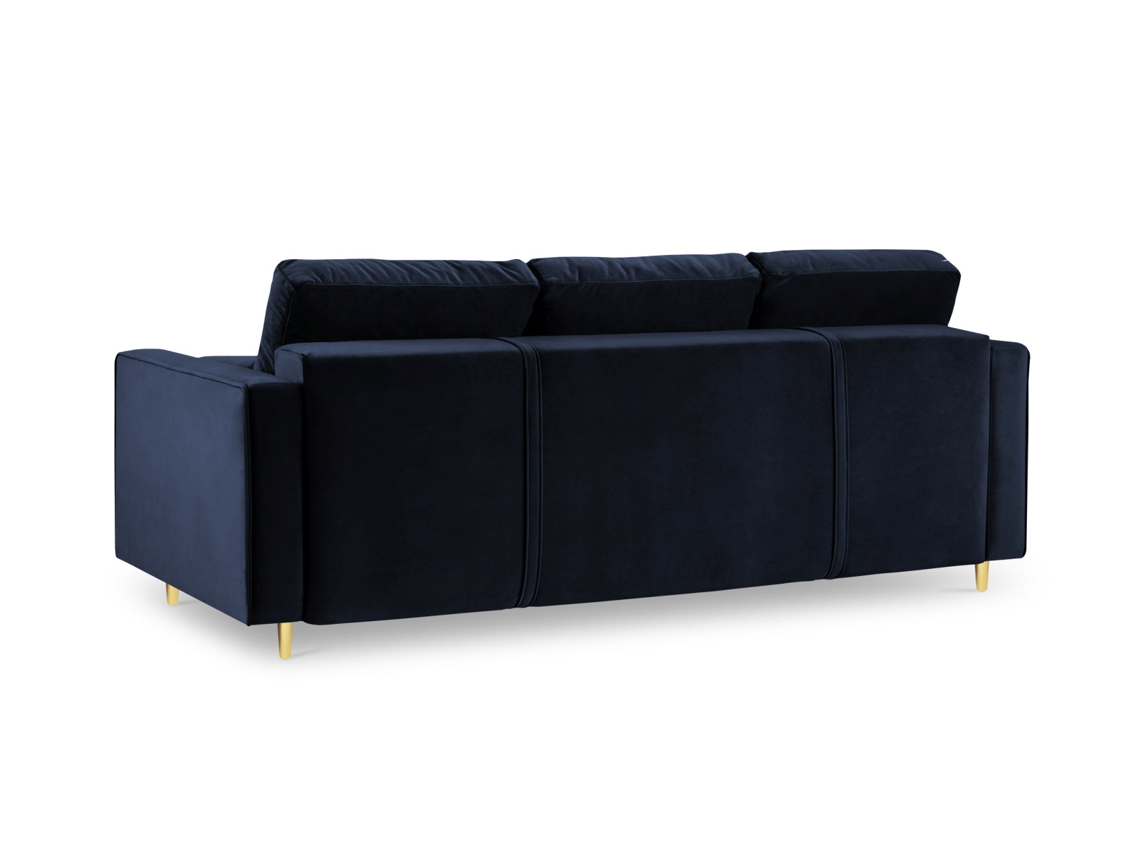 Elegantes 3-Sitzer Sofa Aspen in Royal Blue, ideal für moderne Wohnräume, bietet Schlafgelegenheit und praktischen Stauraum.