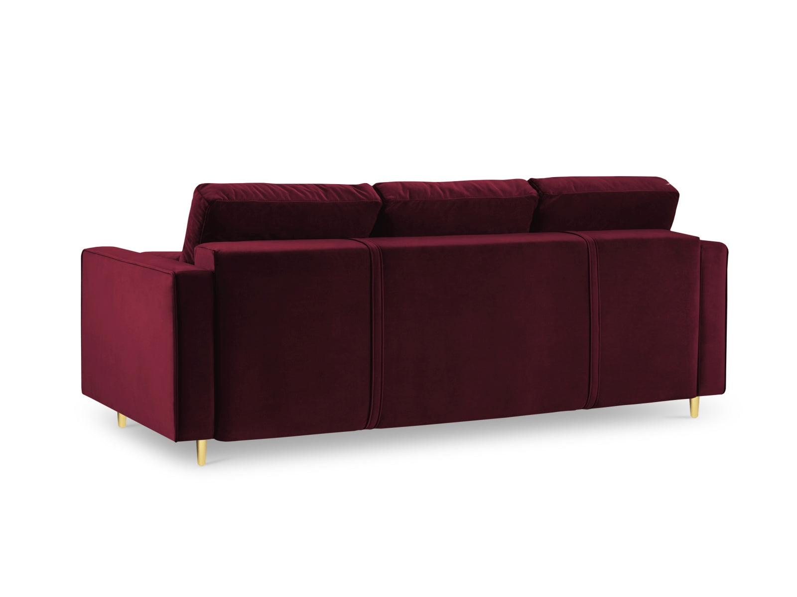 Modernes 3-Sitzer Sofa Aspen in Red-Salvador, perfekt für stilvolle Wohnräume, mit cleverer Schlaffunktion und integriertem Stauraum.