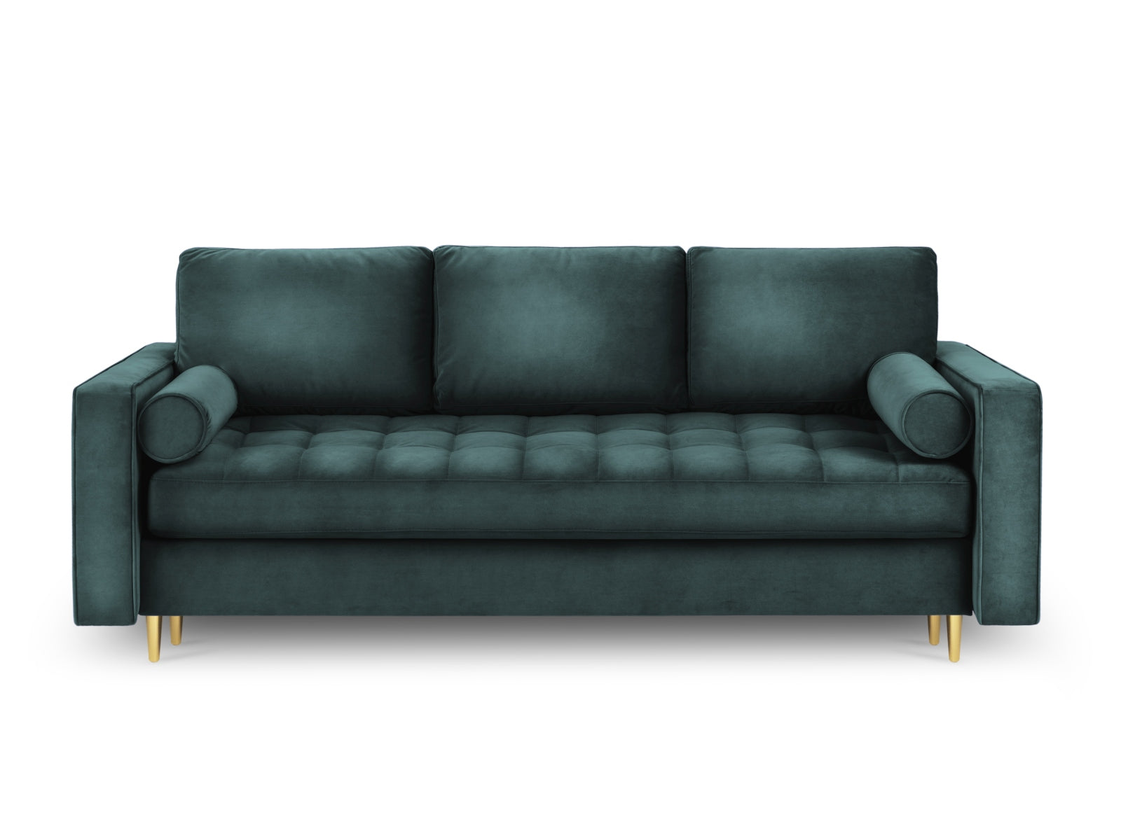 Modernes 3-Sitzer Bettsofa Aspen in stilvollem Petrol-Salvador, perfekt für gemütliche Abende und als Schlafgelegenheit mit zusätzlichem Stauraum.
