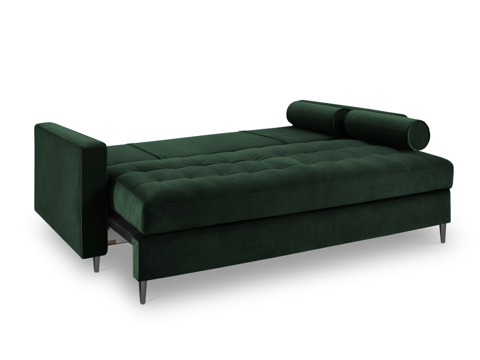 Elegantes 3-Sitzer Sofa Aspen in ansprechendem Grün, ideal als Schlafsofa mit praktischem Stauraum für mehr Funktionalität und Komfort.