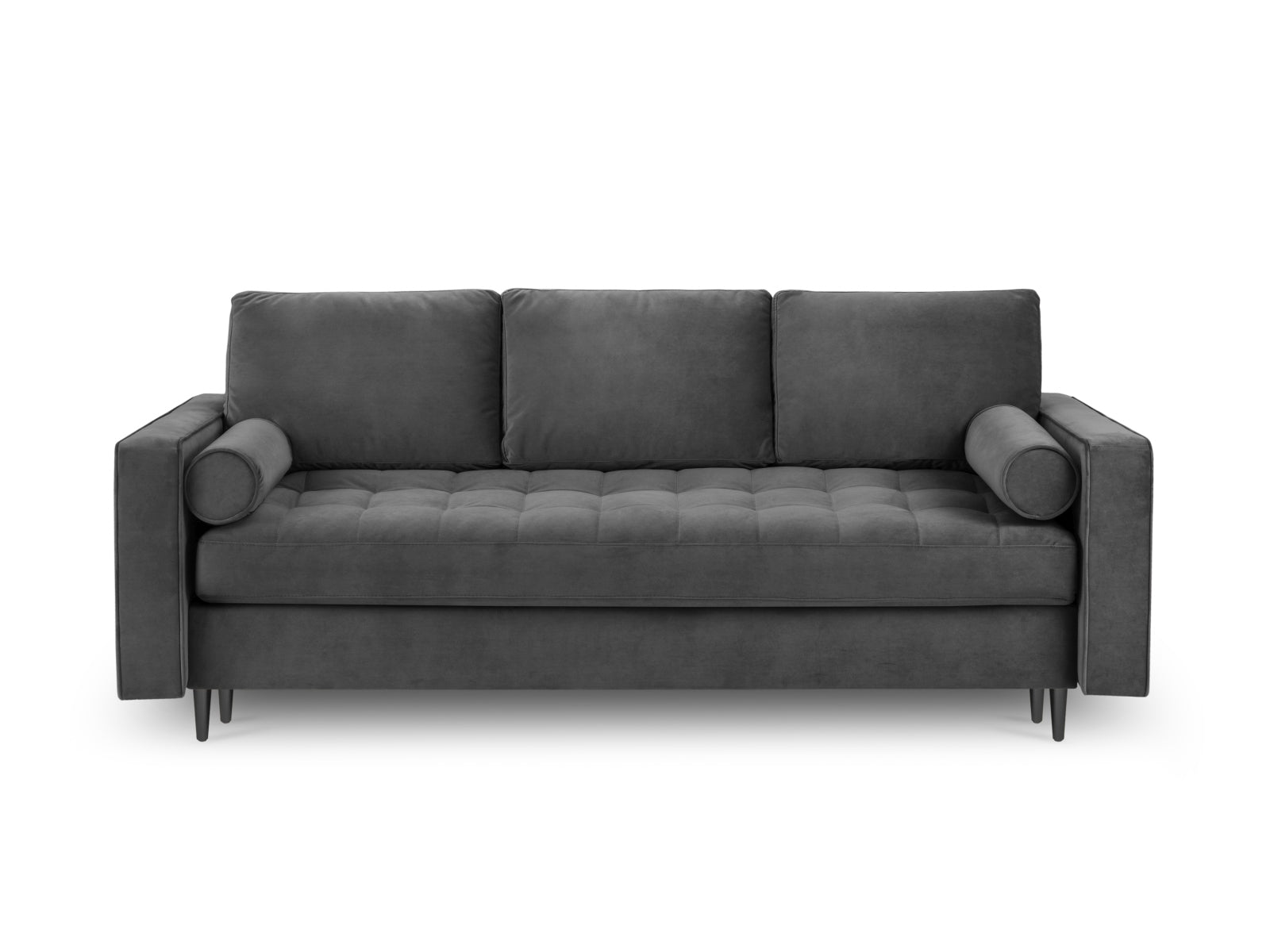 Elegantes 3-Sitzer Sofa Aspen in Dunkelgrau, ideal als Schlafsofa mit integriertem Stauraum für eine optimale Raumnutzung.