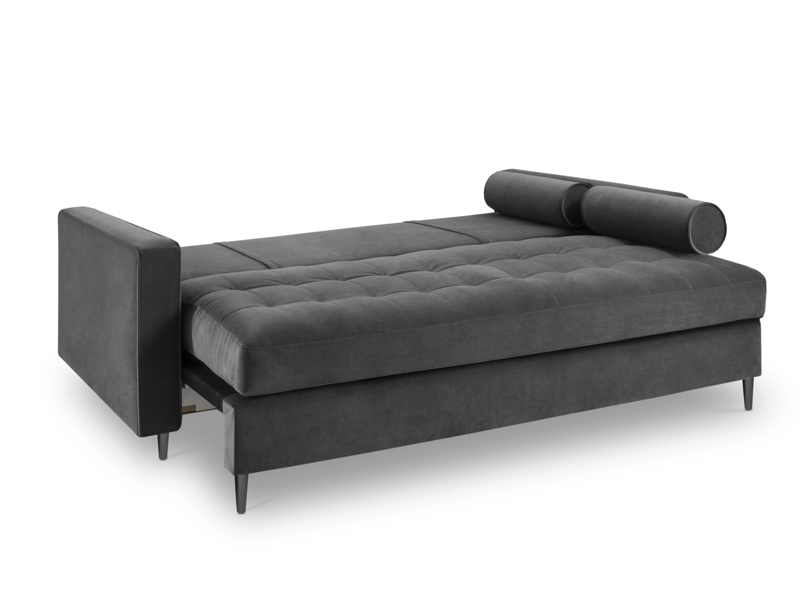 Elegantes 3-Sitzer Sofa Aspen in Dunkelgrau, ideal als Schlafsofa mit integriertem Stauraum für eine optimale Raumnutzung.